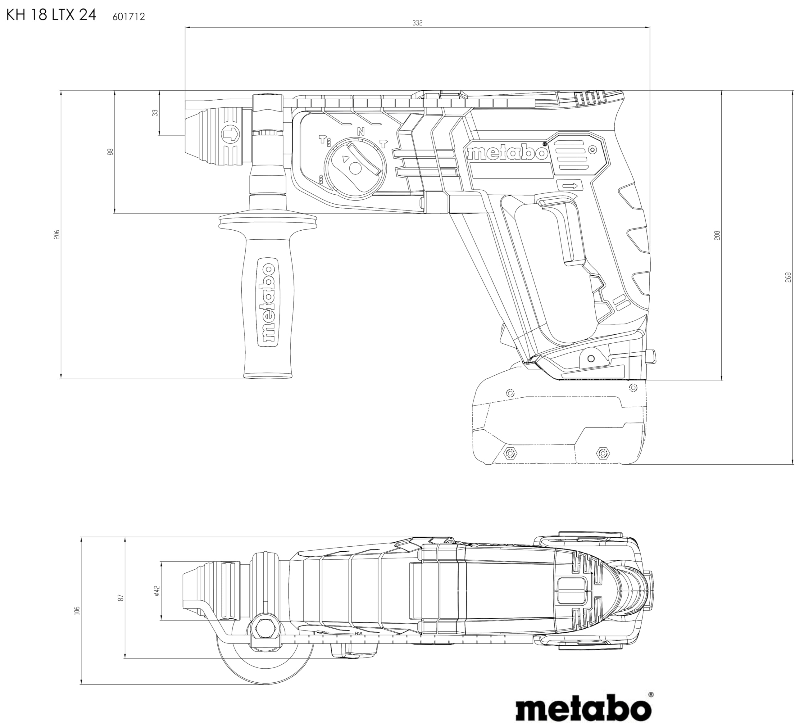 metabo-kh-18-ltx-24-akku-kombihammer-18-v-sds-plus-zum-hammerbohren-bohren-und-m image 2