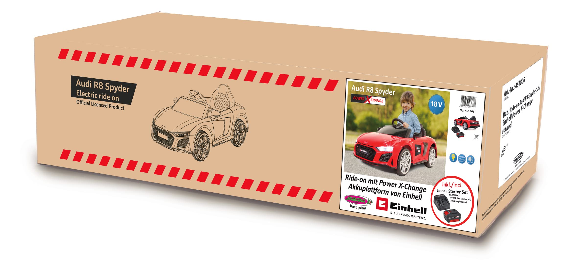 einhell-ride-on-audi-r8-spyder-18v-power-x-change-kinder-elektroauto-offiziell-l image 7