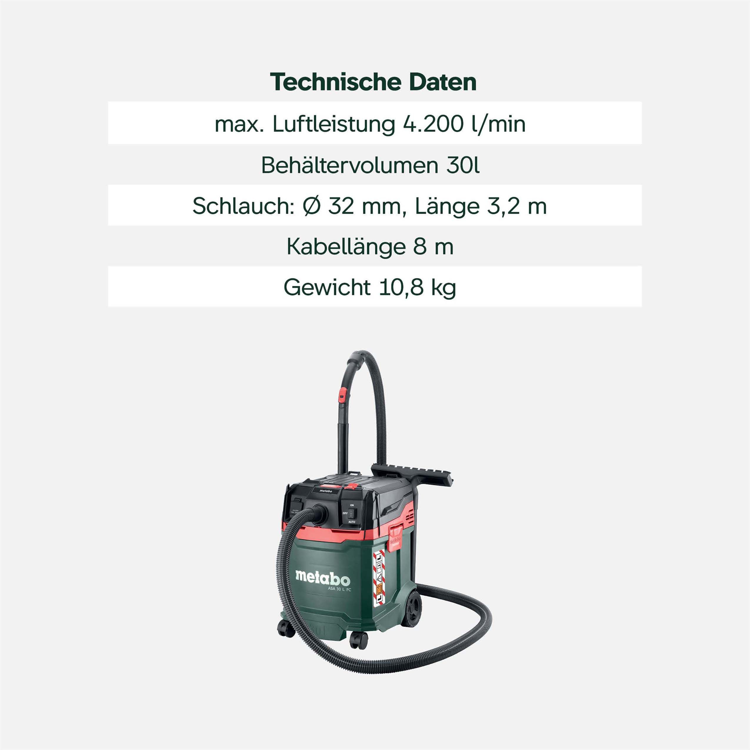 metabo-asa-30-l-pc-allessauger-602086000-nass-trockensauger-staubklasse-l-mit-pr image 3