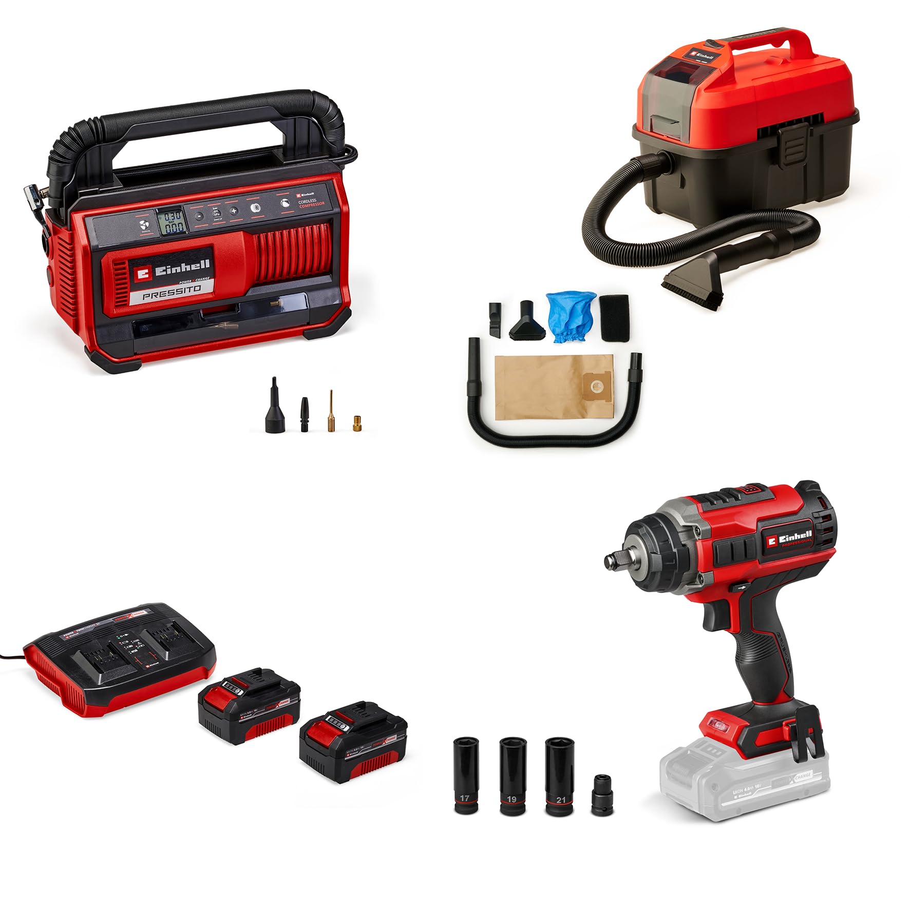 einhell-power-x-change-auto-set-18-v-schlagschrauber-nass-trockensauger-kompress image 1