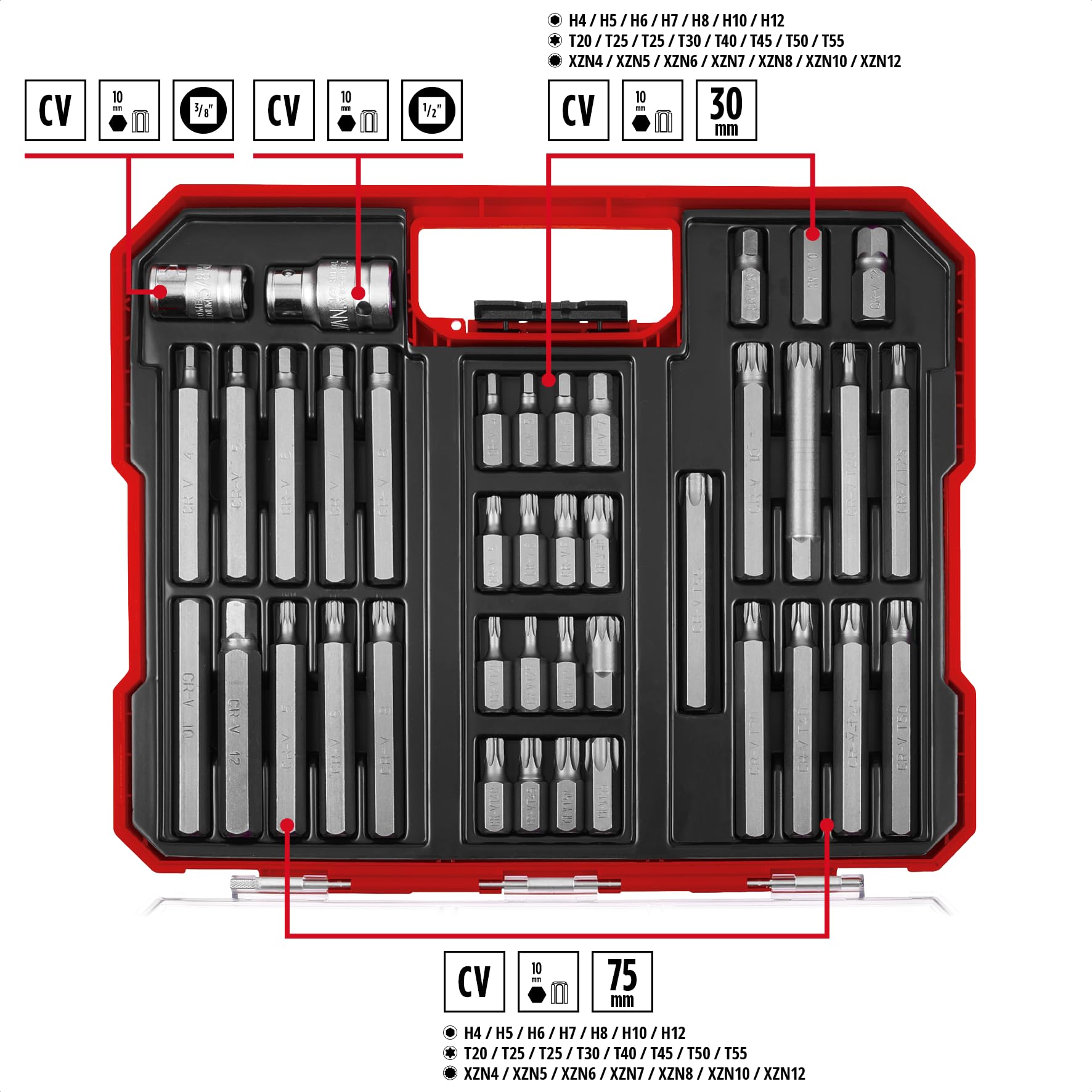 original-einhell-xl-case-40-teiliges-kfz-kraftbit-set-crv-stahlbits-mit-10-mm-se image 2