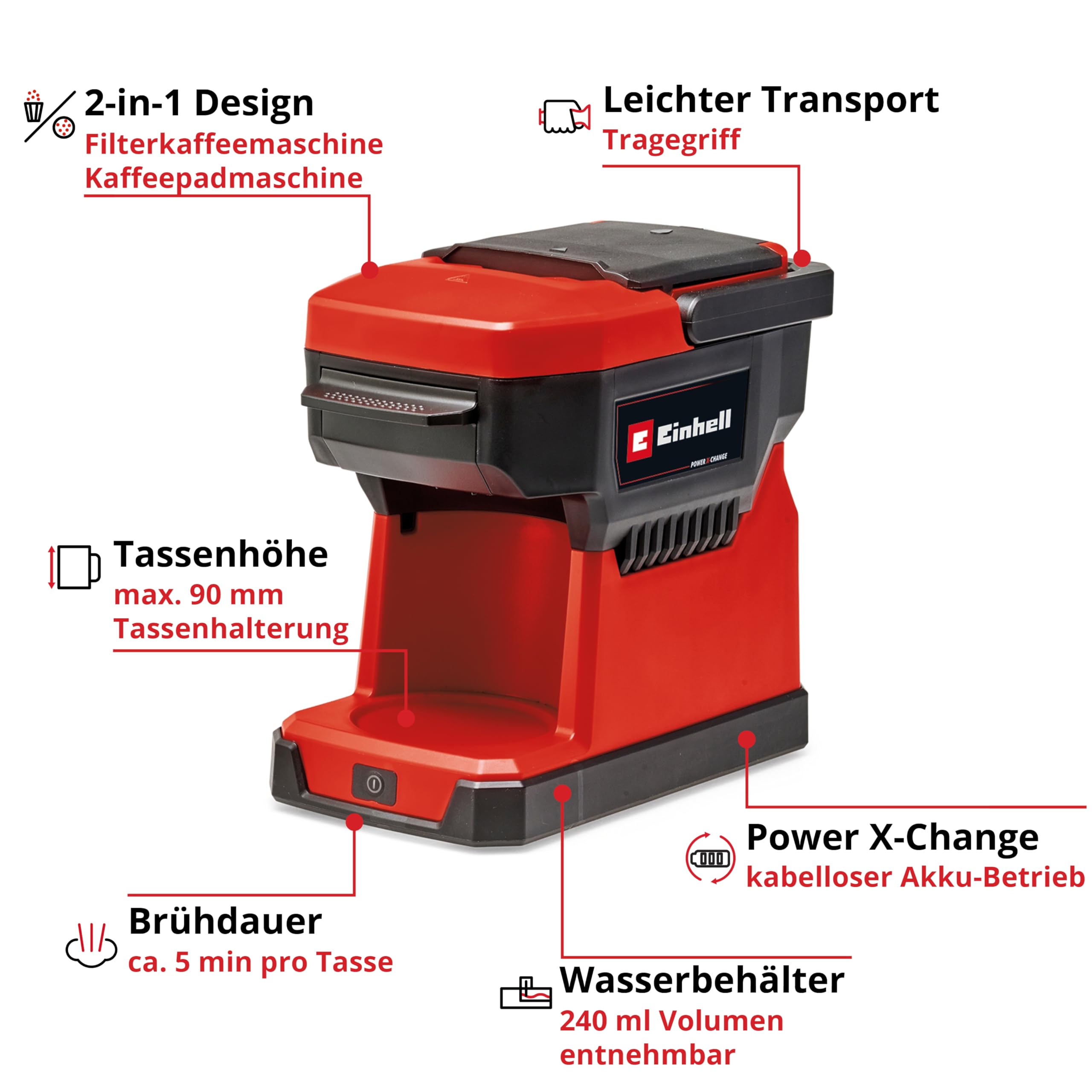 einhell-te-cf-18-li-akku-kaffeemaschine-power-x-change-solo-18-v-240-ml-wasserta image 3