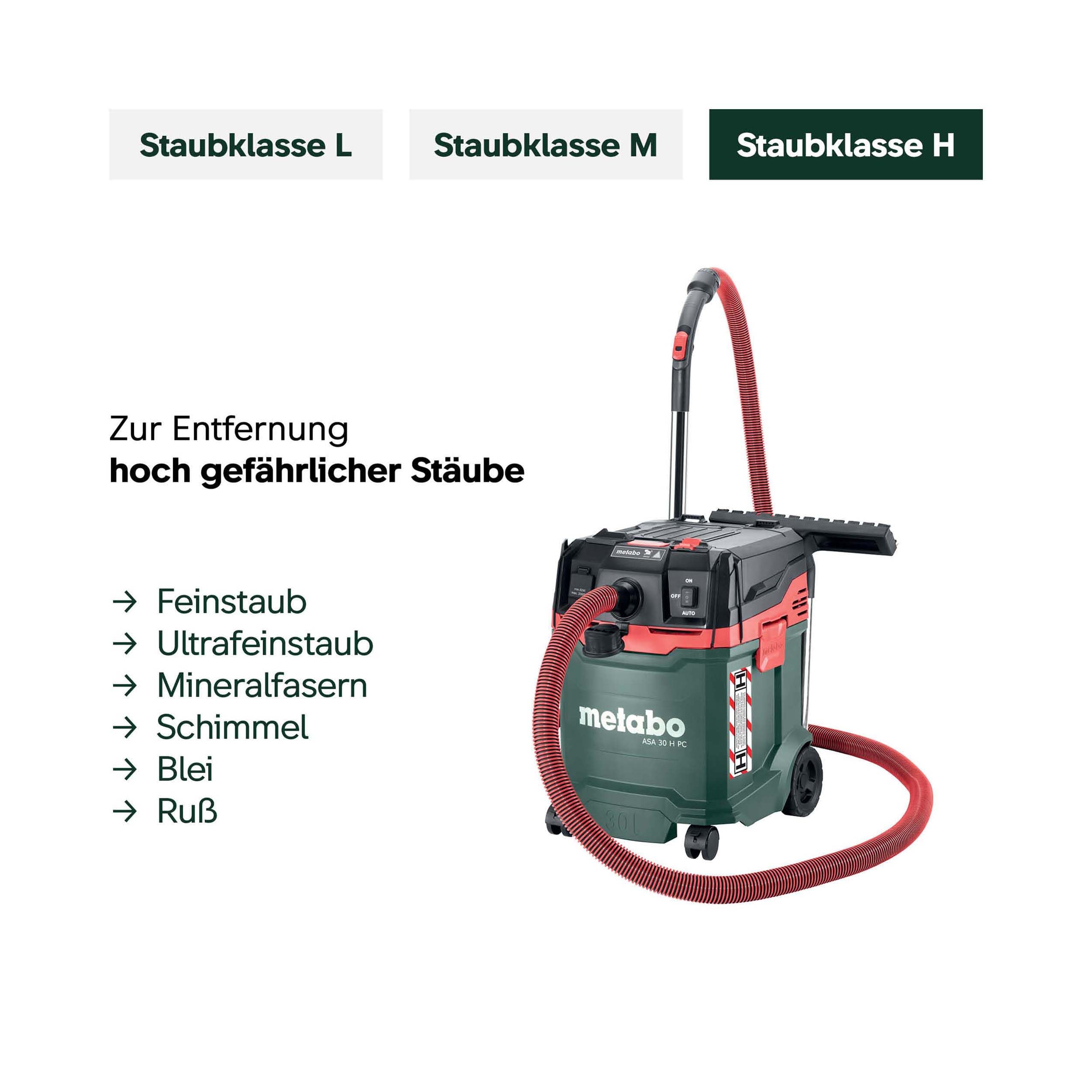 metabo-asa-30-h-pc-allessauger-602088000-nass-trockensauger-staubklasse-h-1200-w image 4