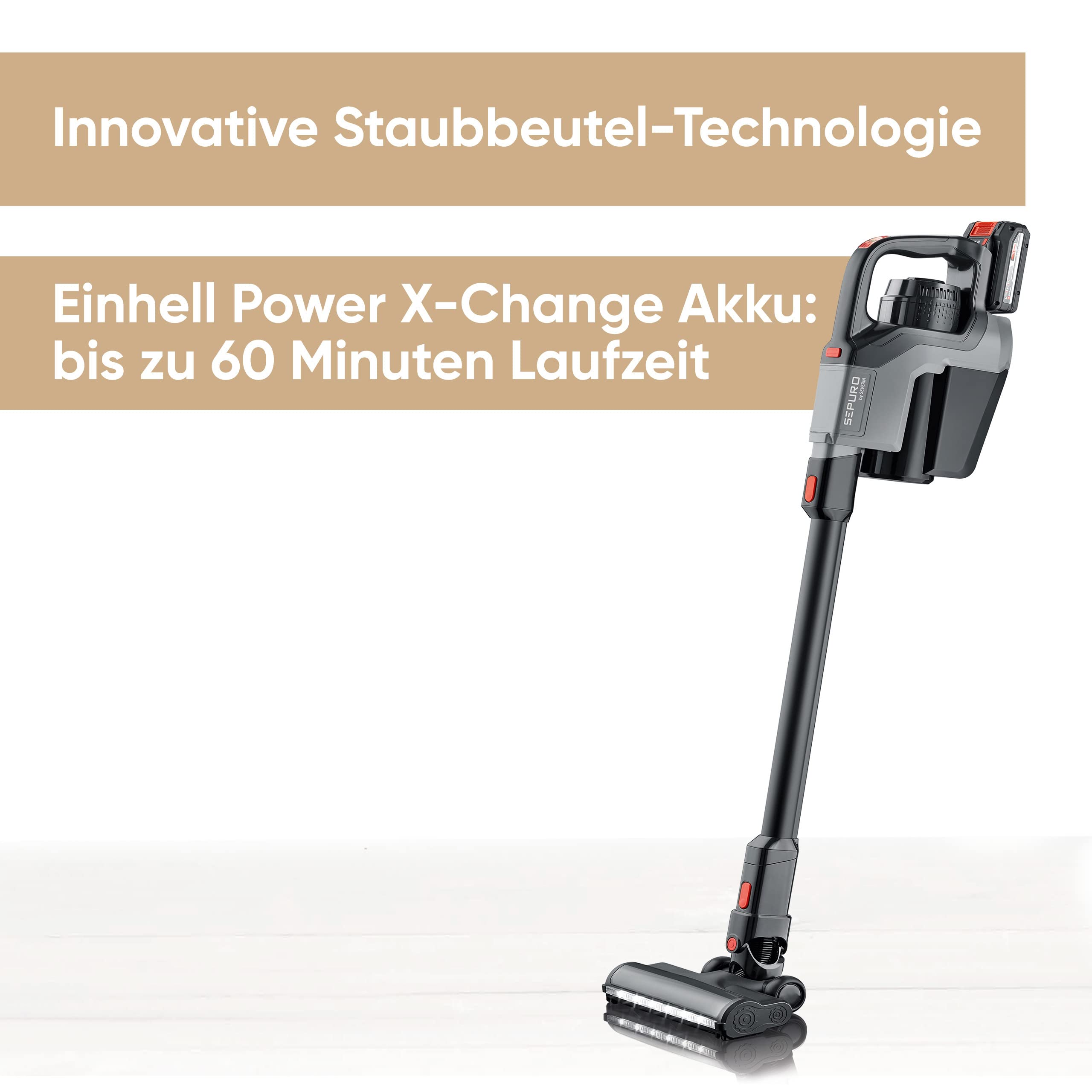 severin-sepuro-hv-7185-akku-stiel-und-handstaubsauger-mit-beutel-20-kpa-hepa13-e image 2