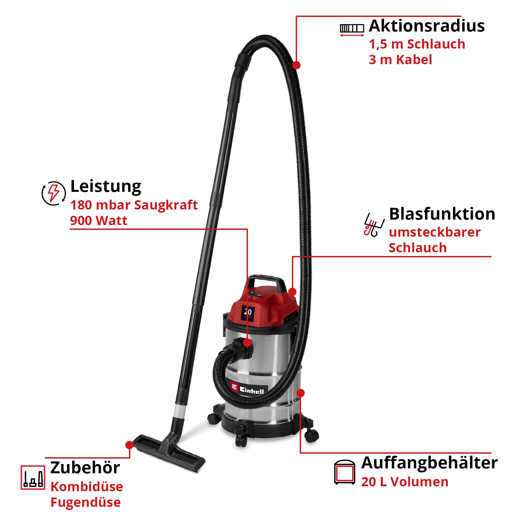 einhell-nass-trockensauger-tc-vc-2045-s-900-w-180-mbar-20-l-edelstahlbeh-lter-mi image 2