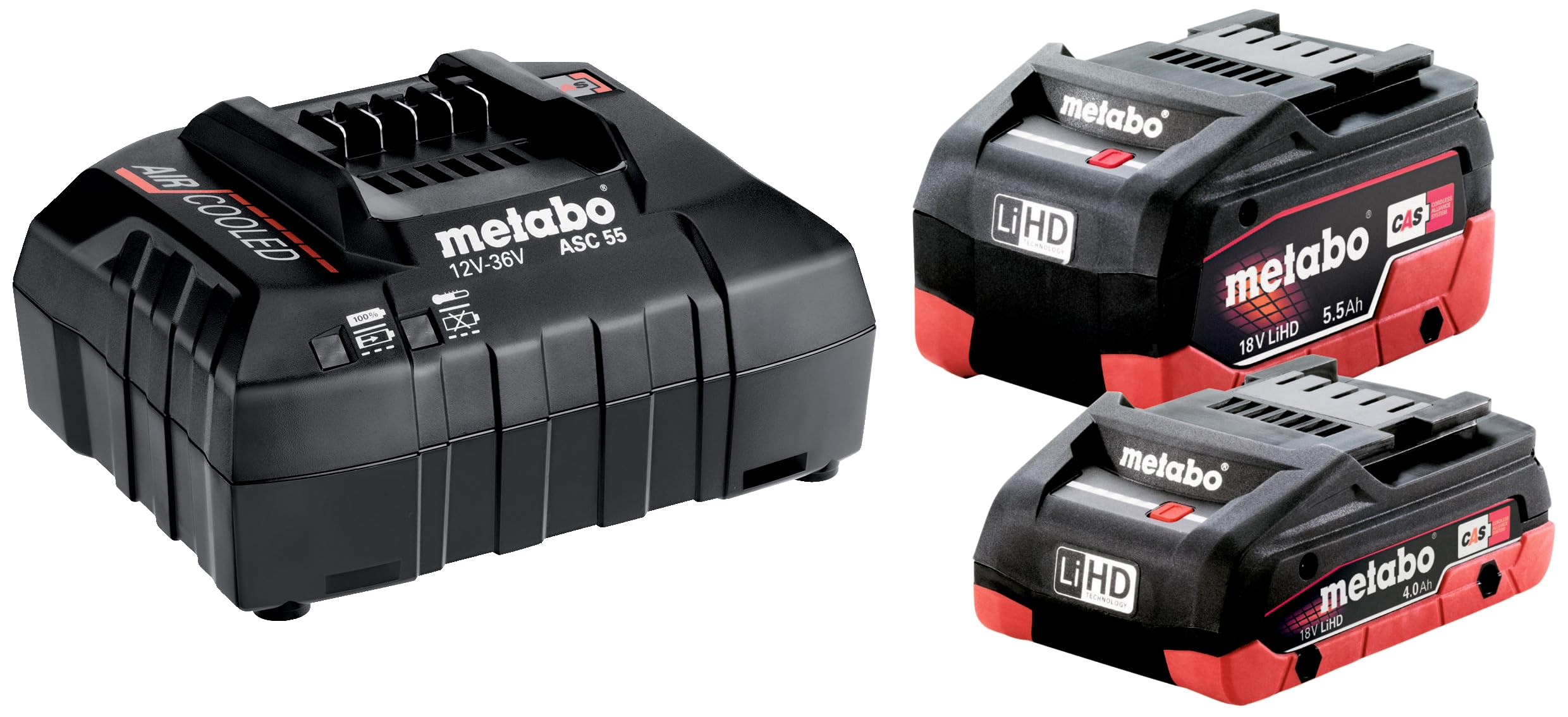 metabo-basis-set-lihd-18-v-akku-set-1x-4-0-ah-1x-5-5-ah-ladeger-t-asc-55-air-coo image 1