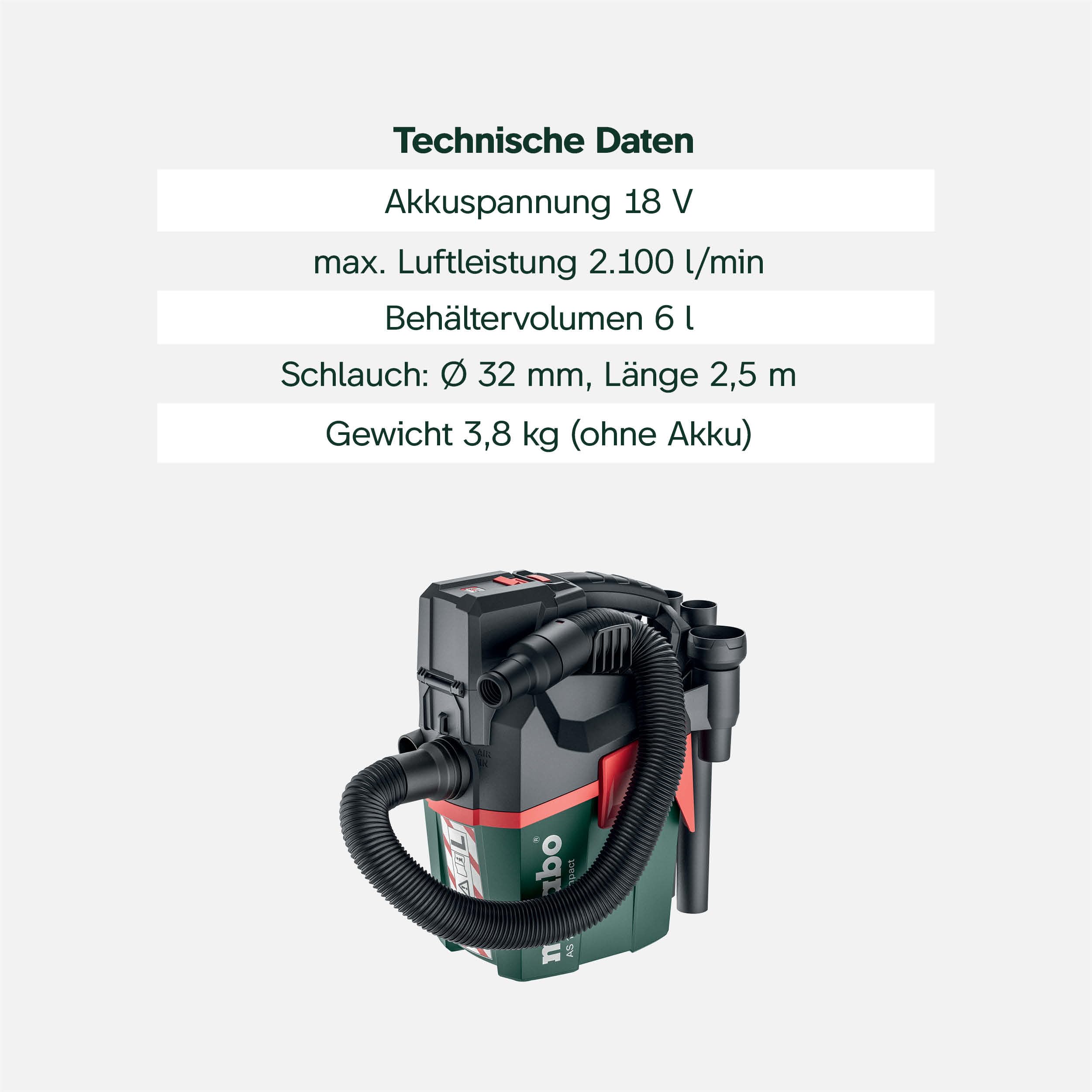 metabo-akku-sauger-as-18-l-pc-compact-18-v-industrie-nass-trockensauger-staubkla image 4