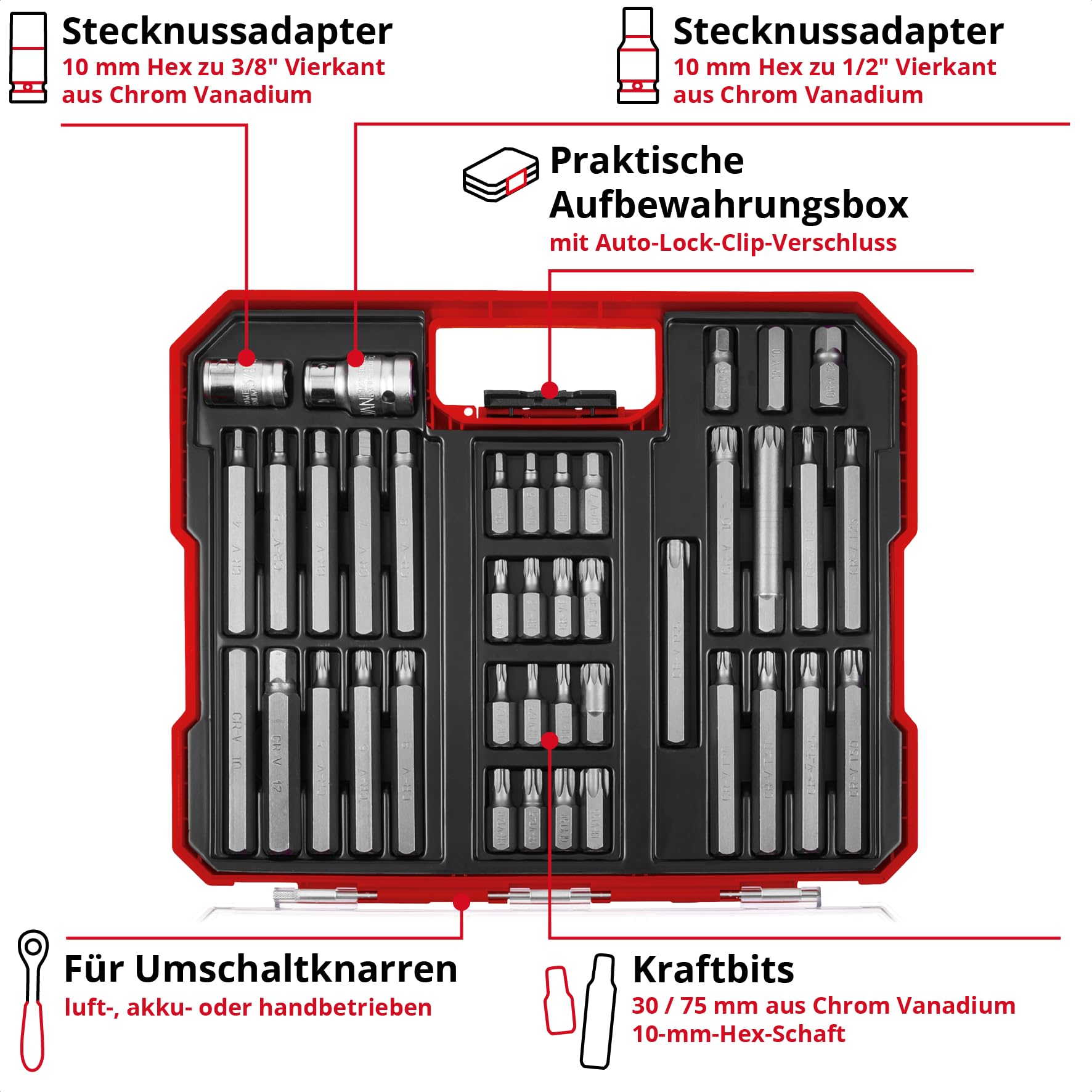original-einhell-xl-case-40-teiliges-kfz-kraftbit-set-crv-stahlbits-mit-10-mm-se image 3