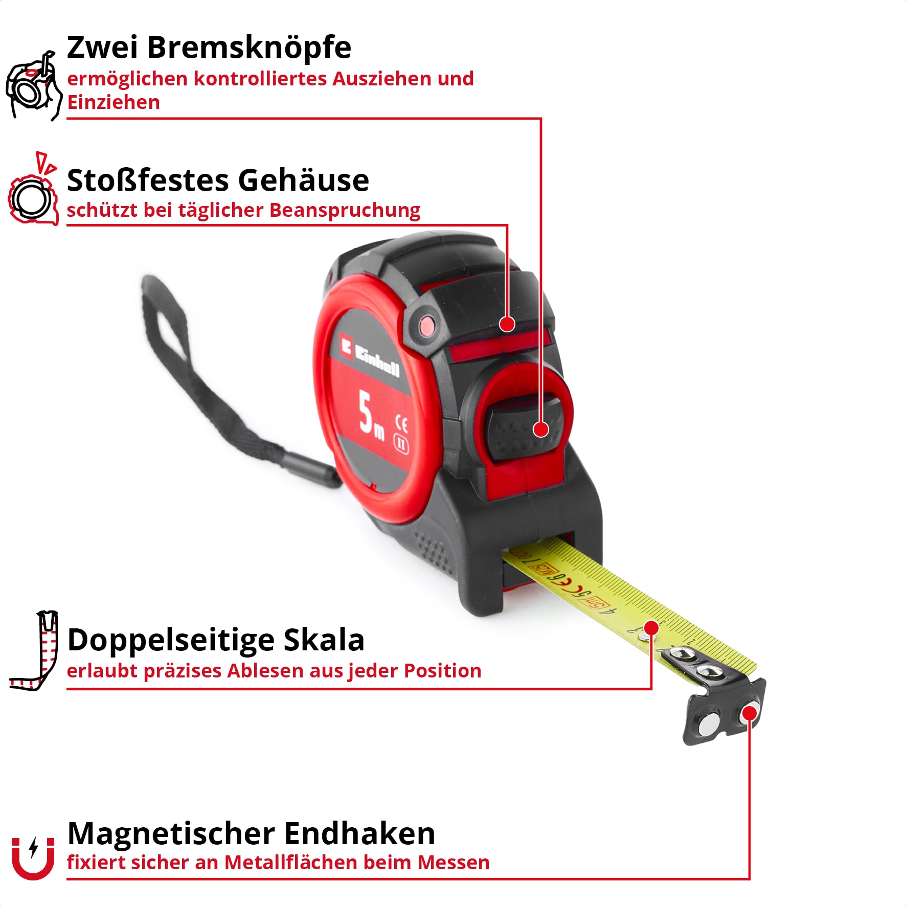 original-einhell-bandma-5-m-autolock-nylonbeschichtung-magnet-endhaken-doppelsei image 2