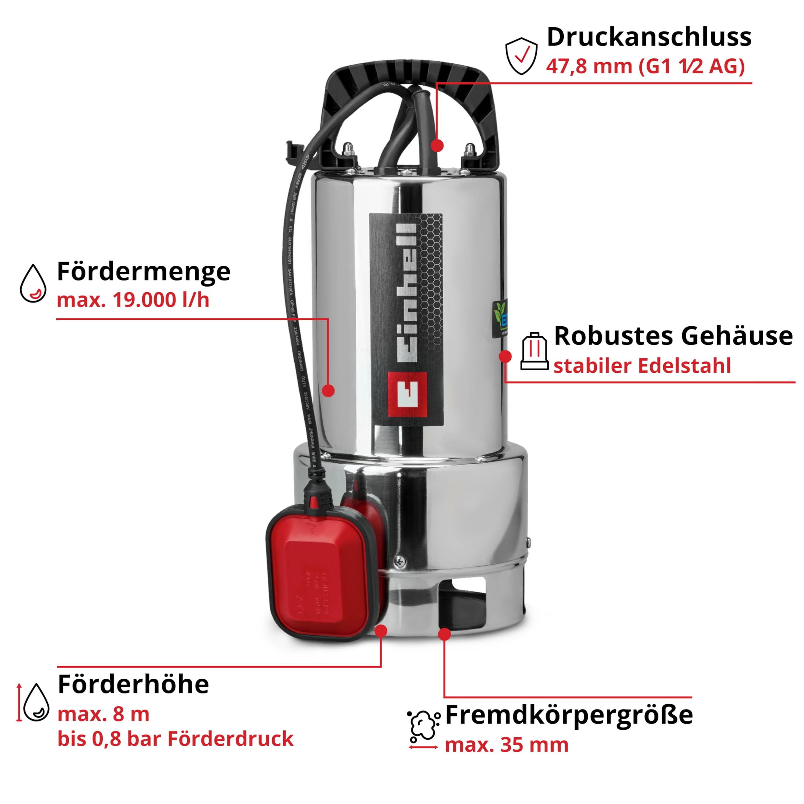 einhell-schmutzwasserpumpe-gc-dp-7035-n-eco-plus-700-w-pumpe-mit-19-000-l-h-f-rd image 2