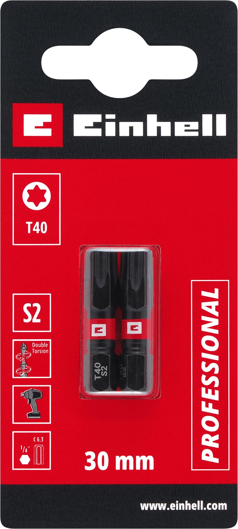 einhell-impact-bits-doppel-torsion-2-tlg-30-mm-t40-s2-stahl-c-6-3-schaft image 2