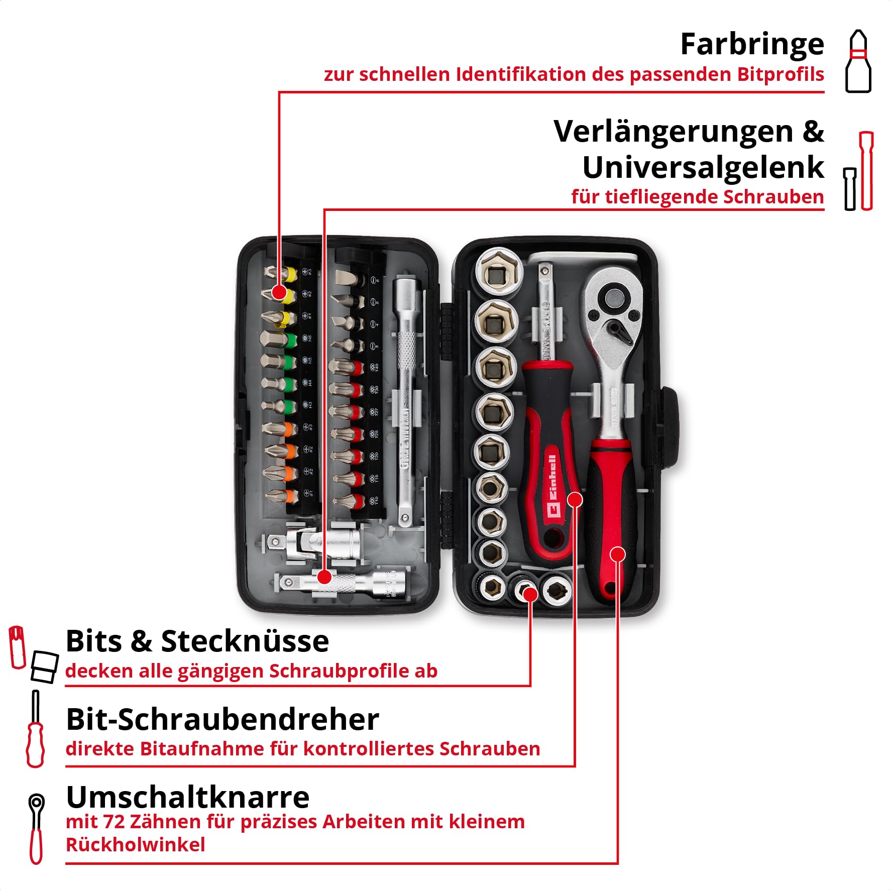 einhell-bit-und-steckschl-ssel-set-38-tlg-1-4-umschaltknarre-72-z-hne-crv-steckn image 3