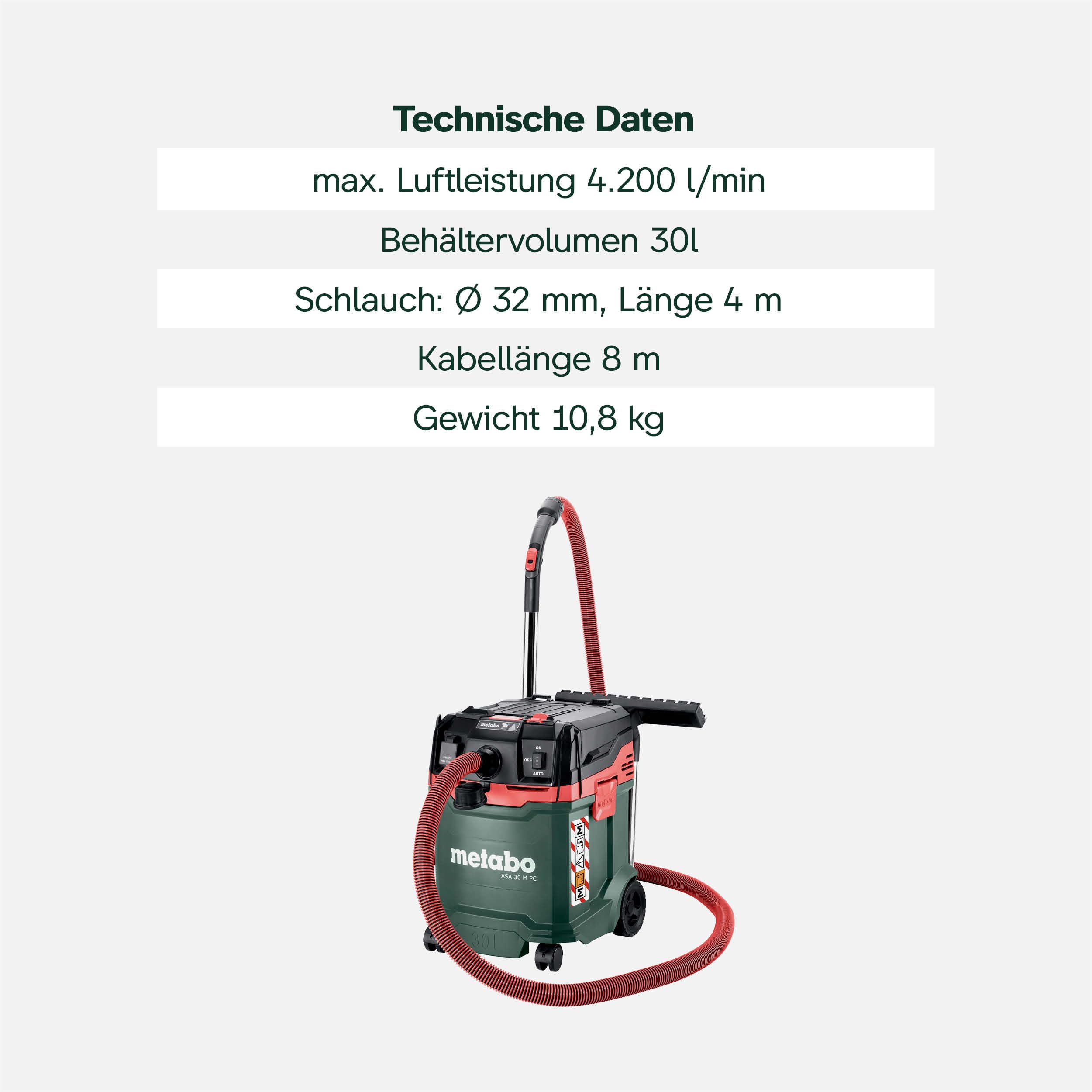 metabo-asa-30-m-pc-allessauger-nass-trockensauger-staubklasse-m-1200-w-30-l-anti image 4