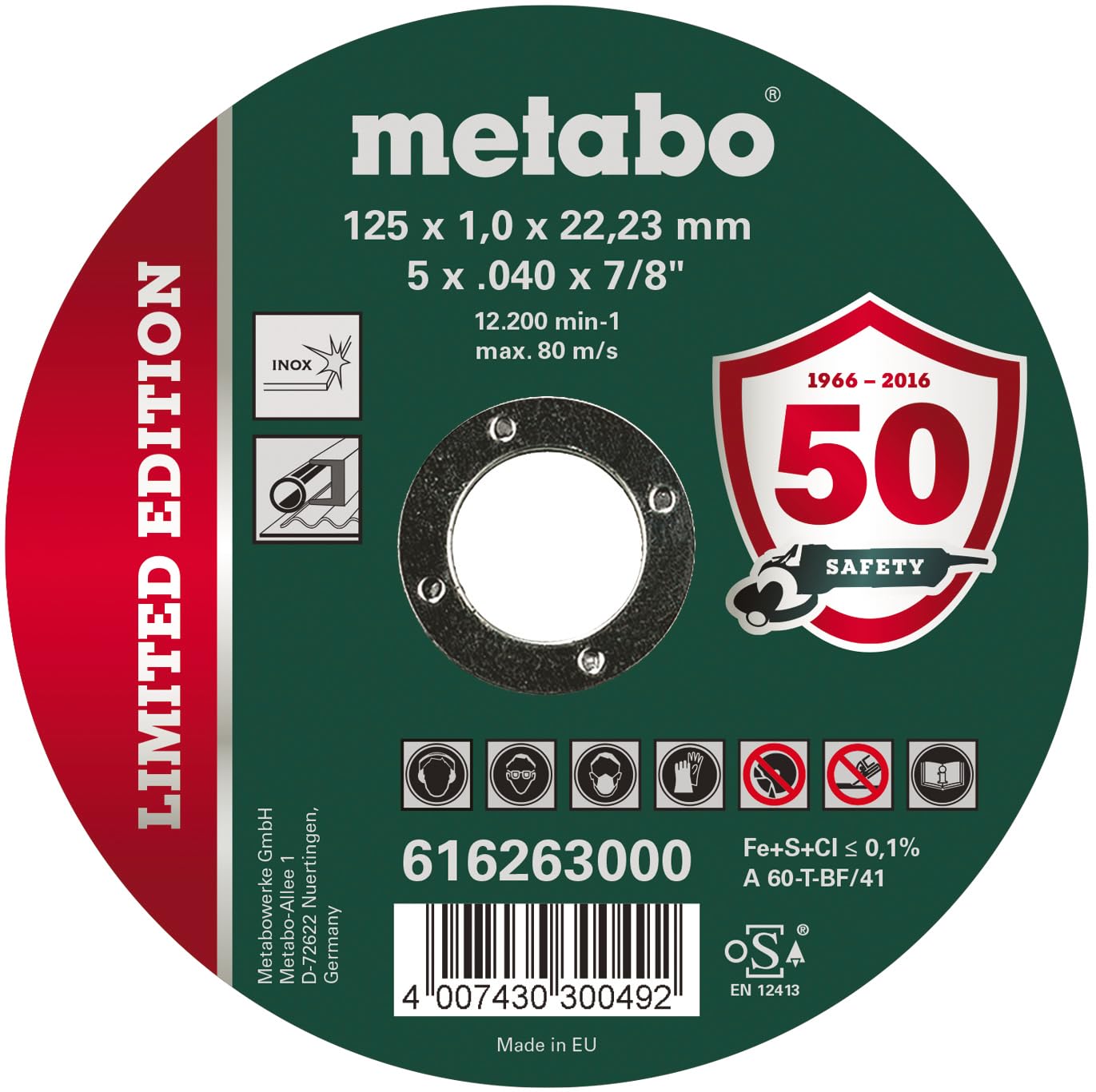 metabo-limited-edition-trennscheibe-125-x-1-0-x-22-23-mm-inox-100-st-ck-gerade-a image 1