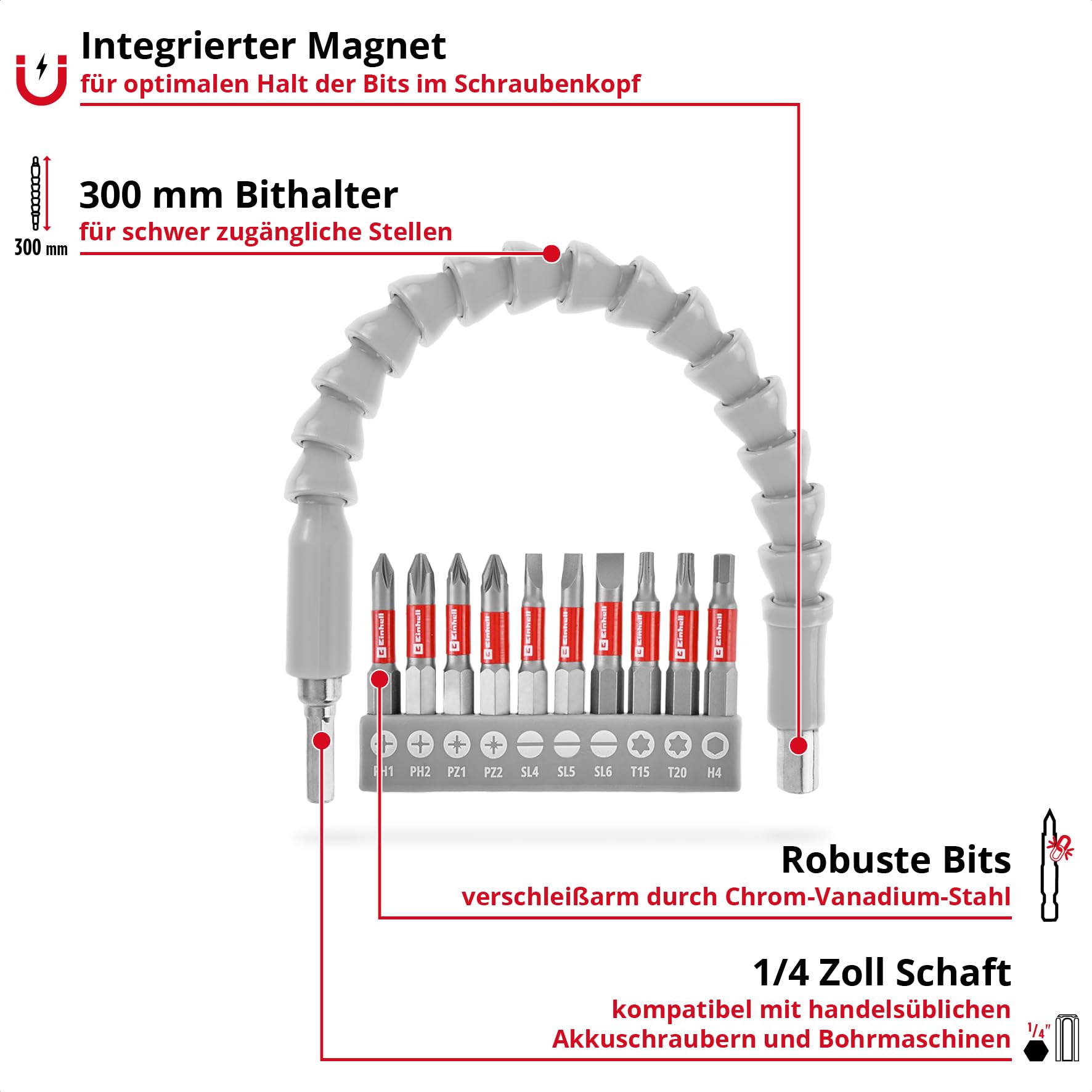 original-einhell-bit-set-11-tlg-300-mm-biegsame-welle-dauermagnet-bithalter-10-b image 2