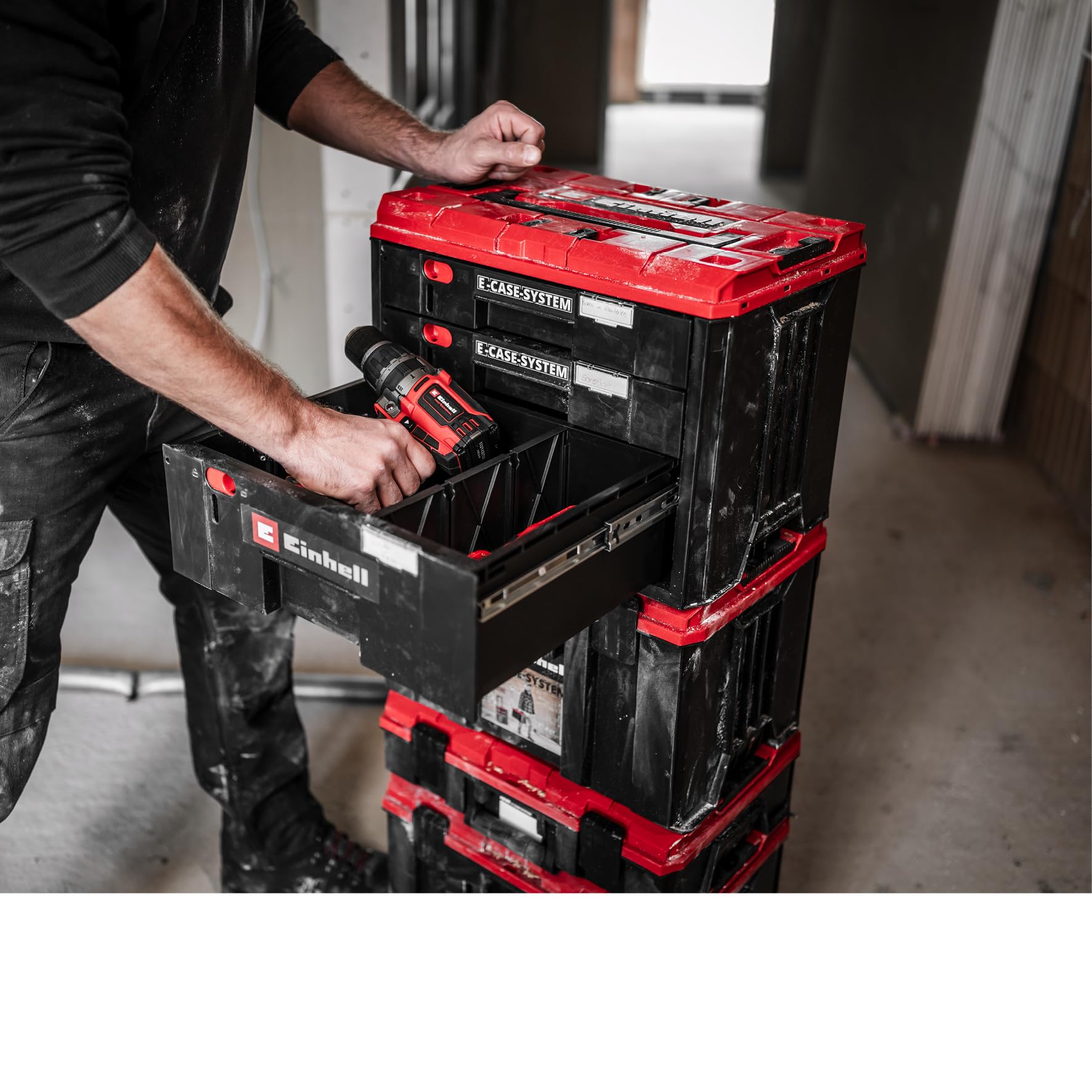 original-einhell-e-case-schubladenkoffer-systemkoffer-mit-3-schubladen-2x-5-5-cm image 2