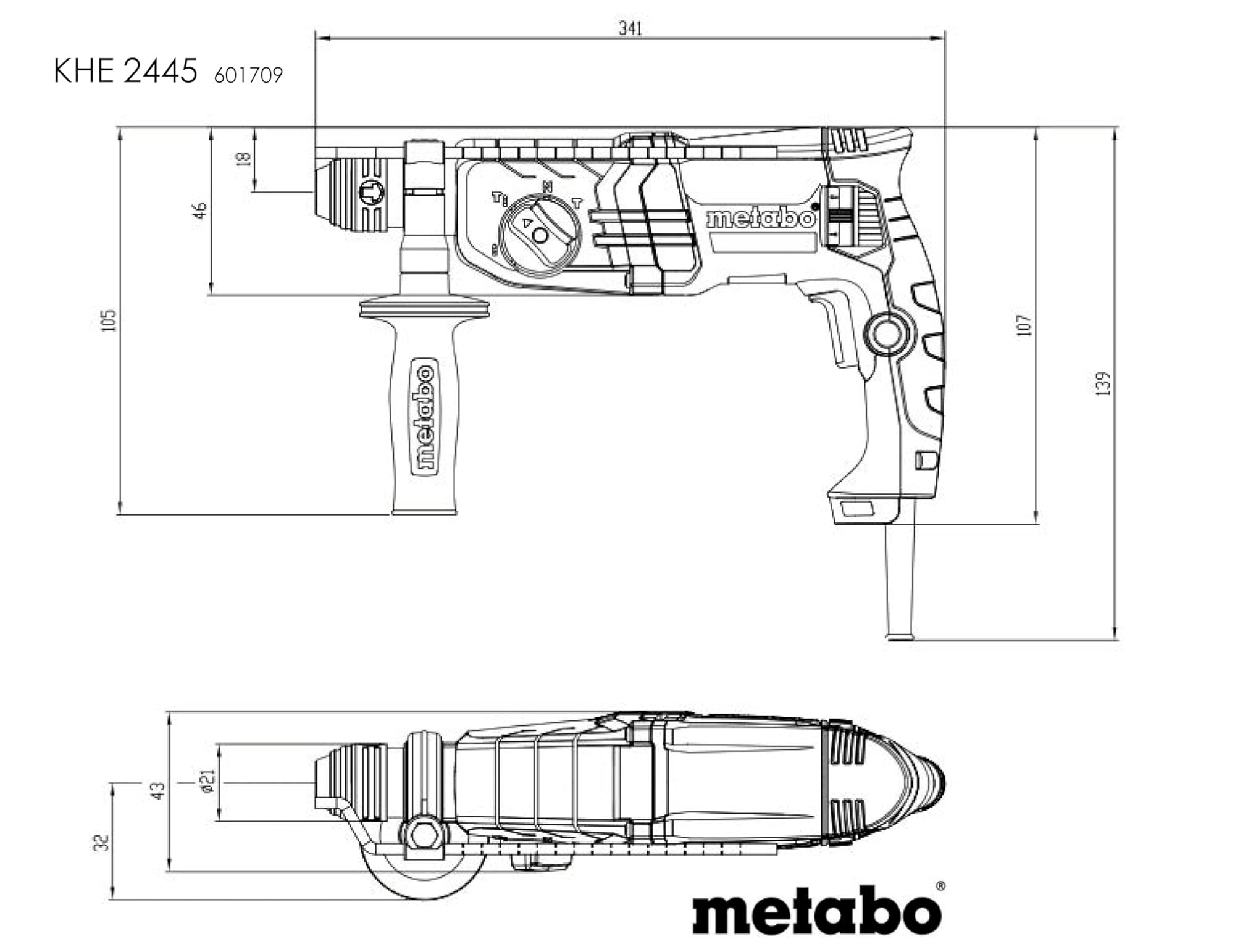 metabo-kombihammer-khe-2445-601709500-3-funktionen-hammerbohren-bohren-mei-eln-m image 2