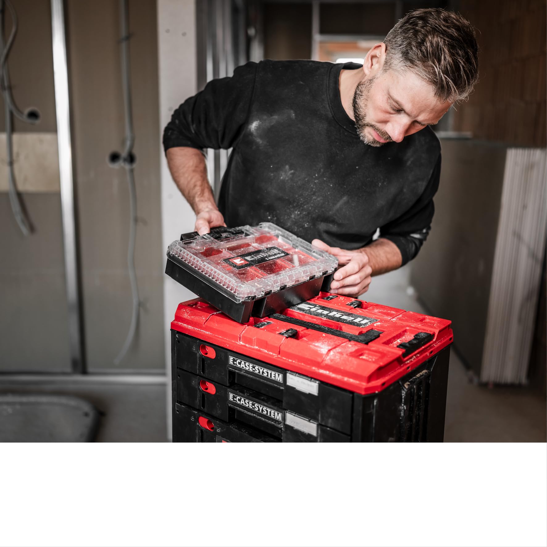 original-einhell-e-case-schubladenkoffer-systemkoffer-mit-3-schubladen-2x-5-5-cm image 3
