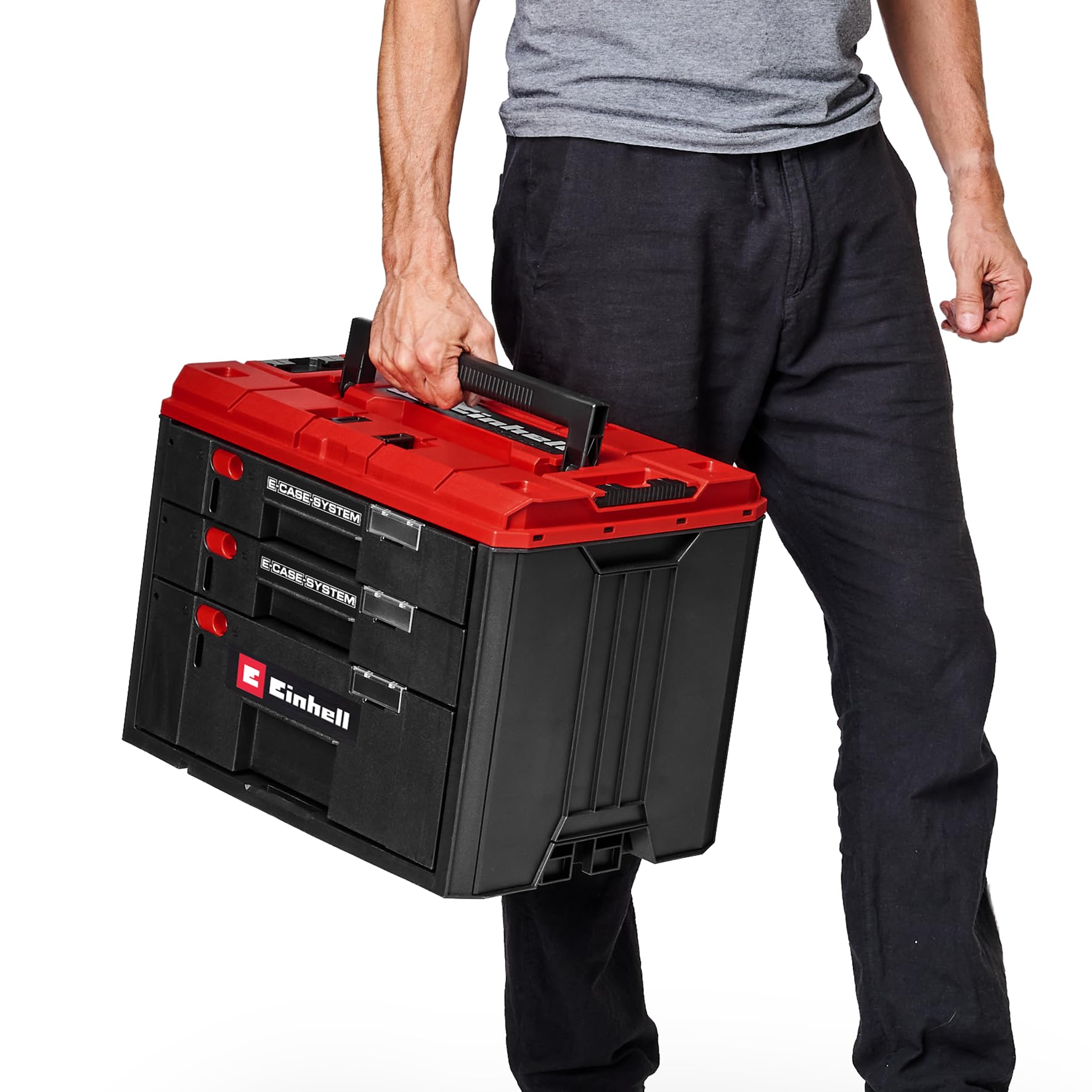 original-einhell-e-case-schubladenkoffer-systemkoffer-mit-3-schubladen-2x-5-5-cm image 5