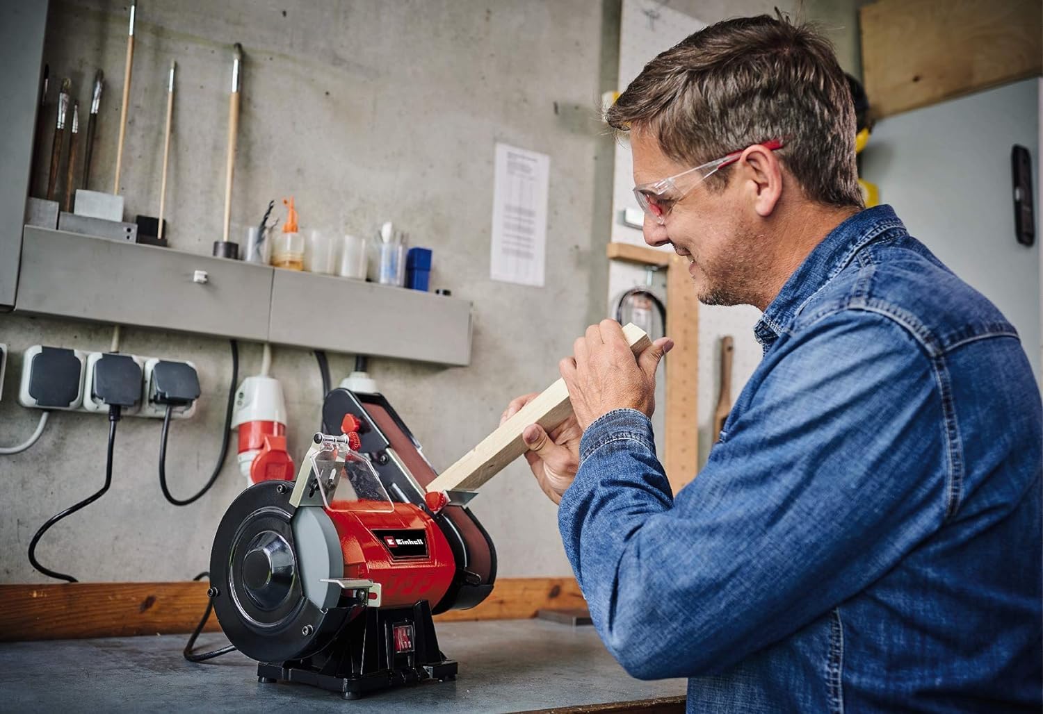 einhell-stand-bandschleifer-tc-us-350-kombi-bandschleifer-mit-schleifband-und-sc image 3