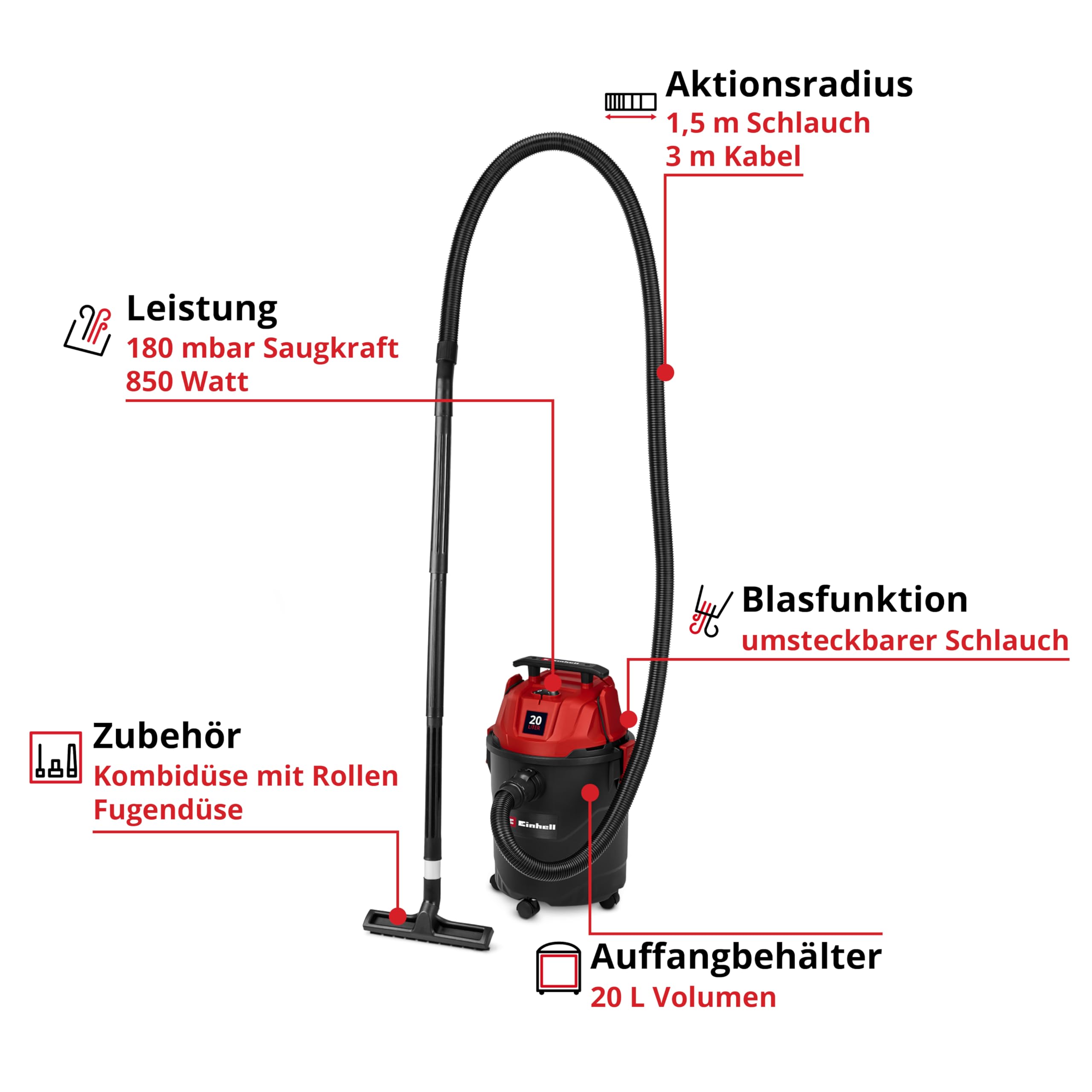 einhell-nass-trockensauger-tc-vc-2045-850-w-20-l-beh-lter-inkl-d-sen-und-filter image 2