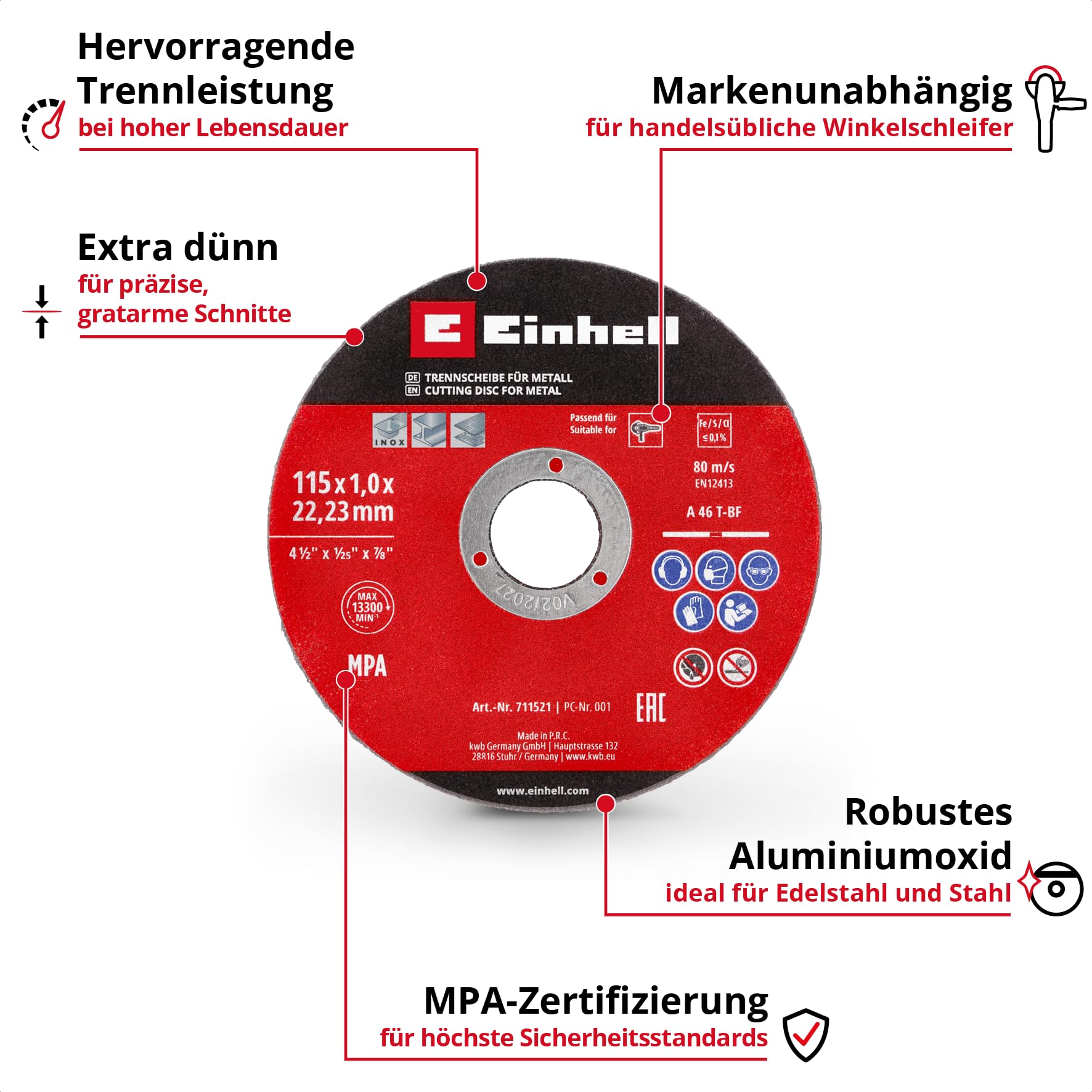 original-einhell-5-tlg-d-nntrennscheiben-set-f-r-metall-115-mm-1-mm-stark-mpa-ze image 2