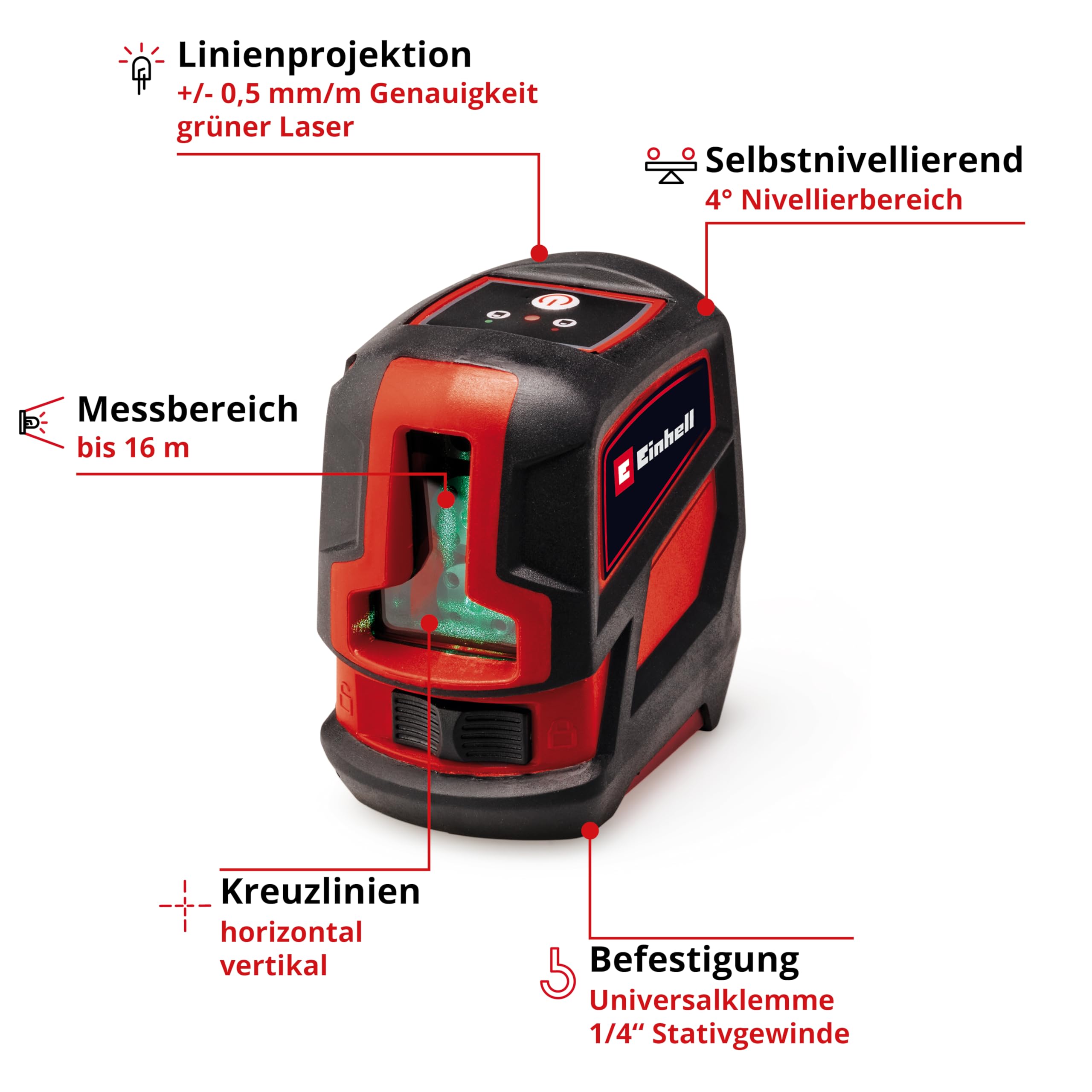 einhell-kreuzlinienlaser-tc-ll-2-g-selbstnivellierender-gr-nlaser-mit-digitaler- image 2