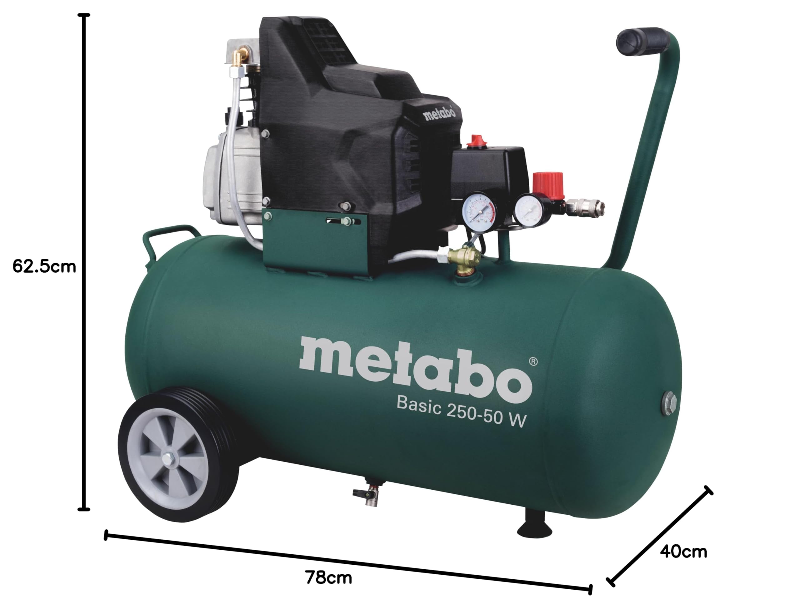 metabo-basic-250-50-w-kompressor-50-l-kessel-8-bar-1-5-kw-lgeschmierter-motor-mi image 4
