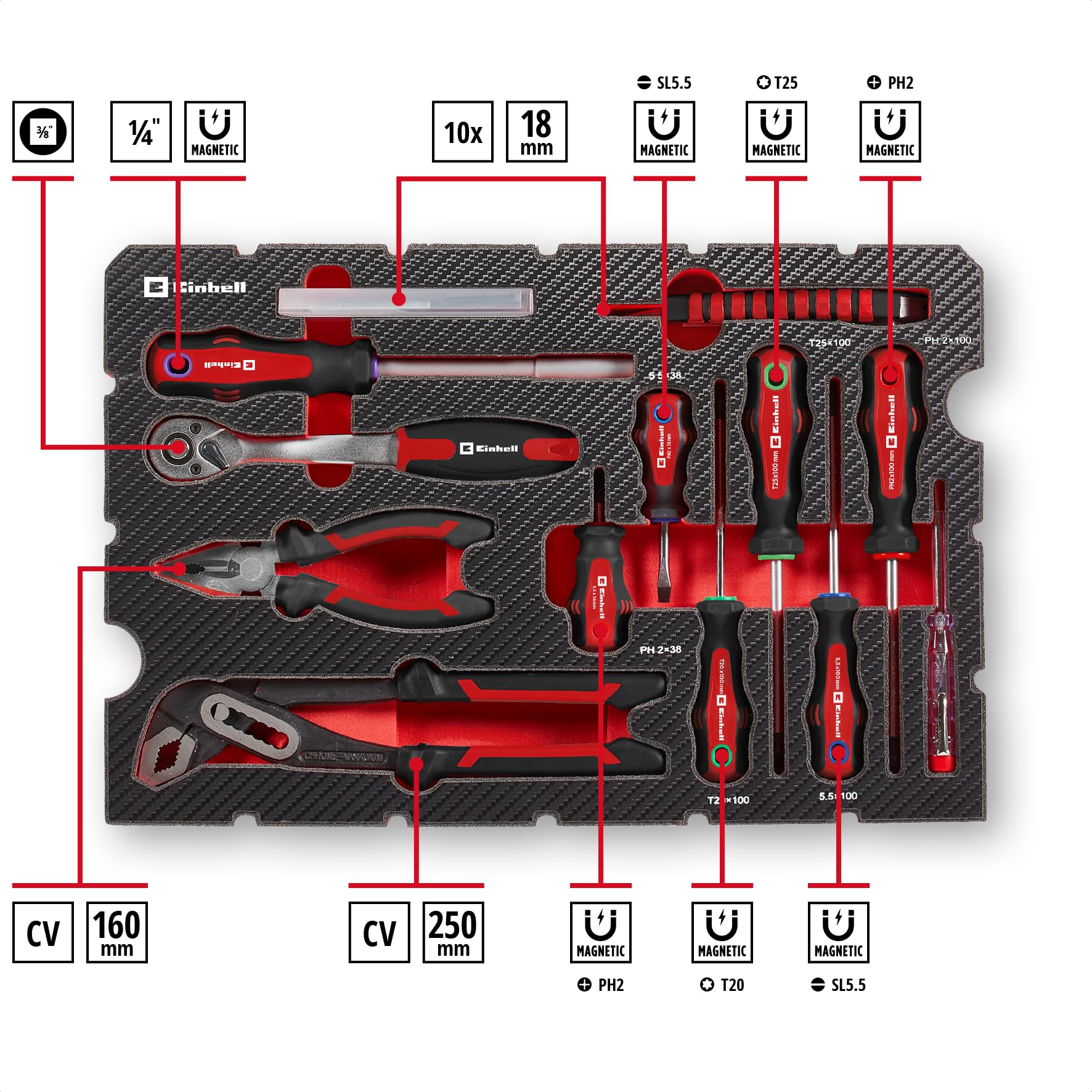 original-einhell-e-case-80-tlg-werkzeugkoffer-stapelbares-werkzeug-set-aus-chrom image 3