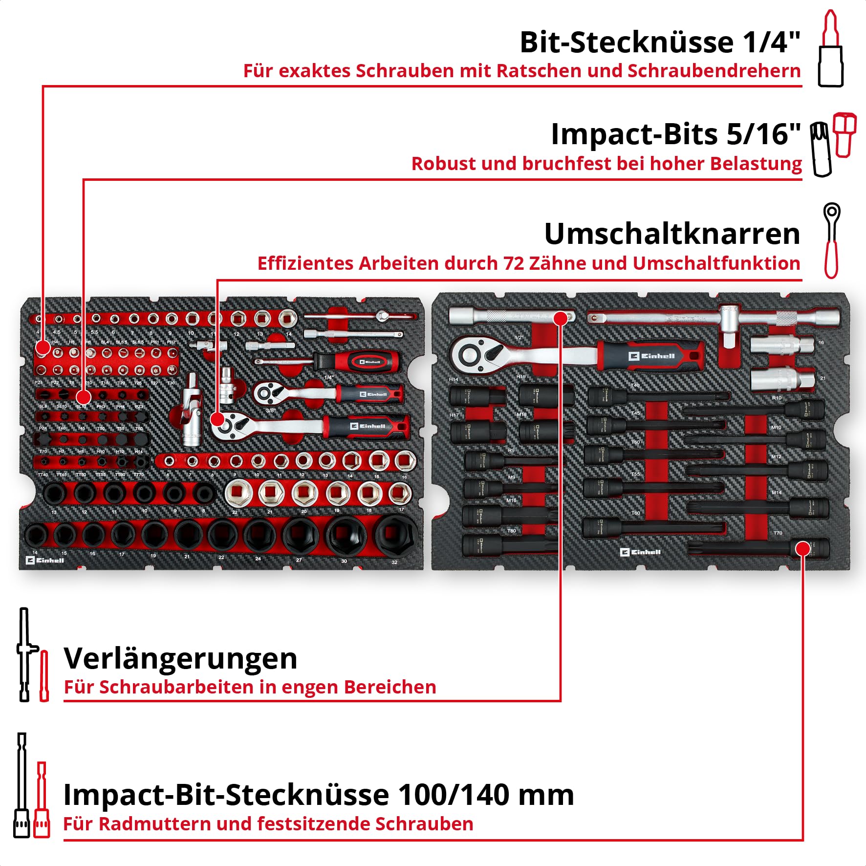 original-einhell-e-case-121-tlg-werkzeugkoffer-kfz-steckn-sse-impact-bits-z-ndke image 5