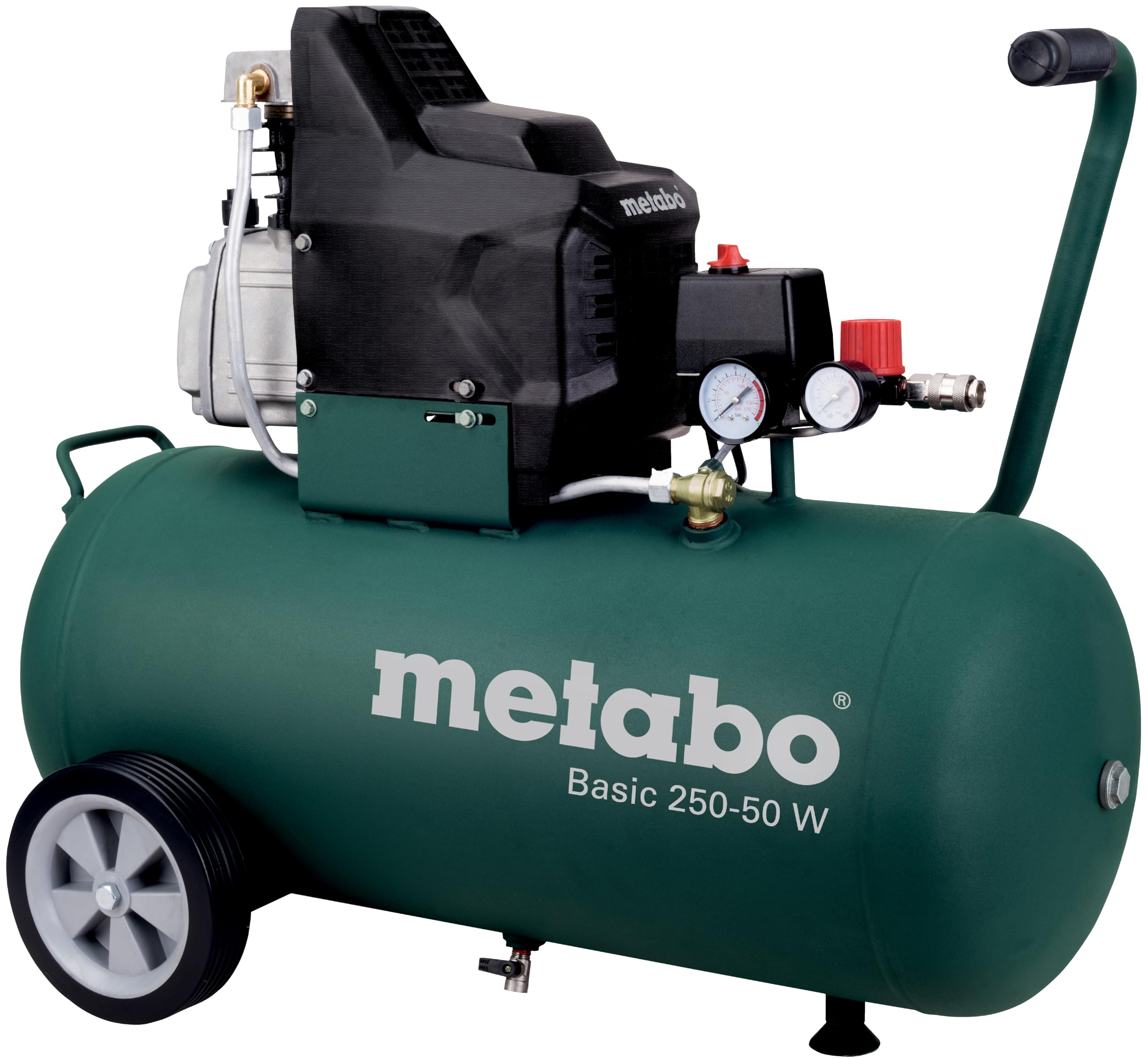 metabo-basic-250-50-w-kompressor-50-l-kessel-8-bar-1-5-kw-lgeschmierter-motor-mi image 1