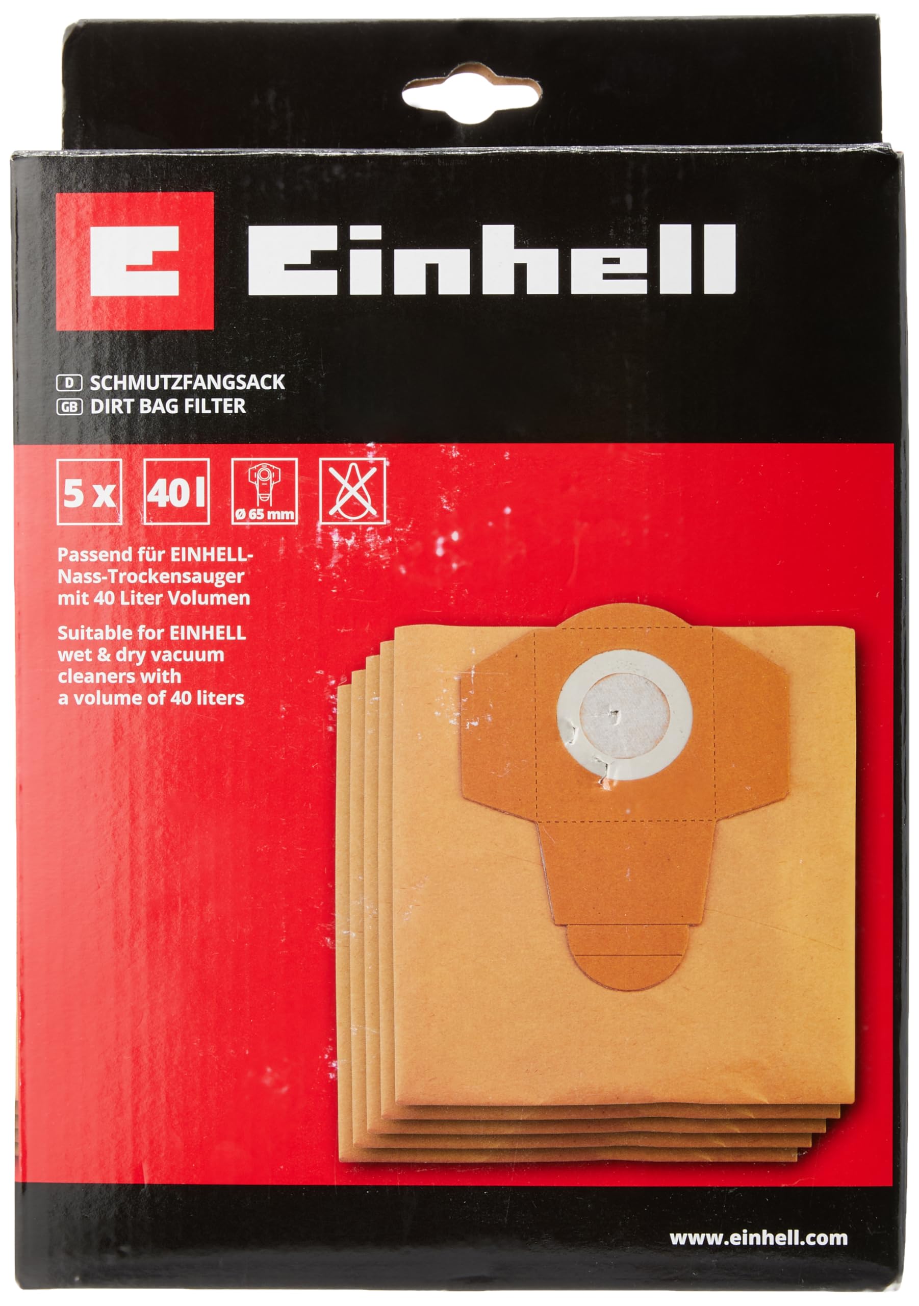 original-einhell-schmutzfangsack-40-l-5-st-ck-papier-passend-f-r-einhell-nass-tr image 1