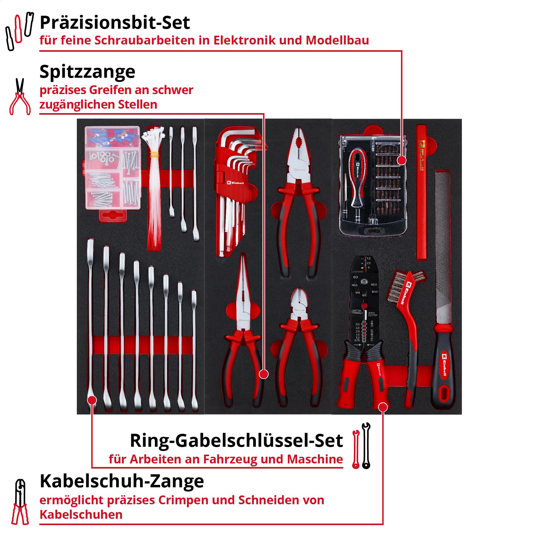 einhell-6-pads-werkzeugset-f-r-werkstattwagen-299-teile-inkl-pr-zisionsbits-zang image 2