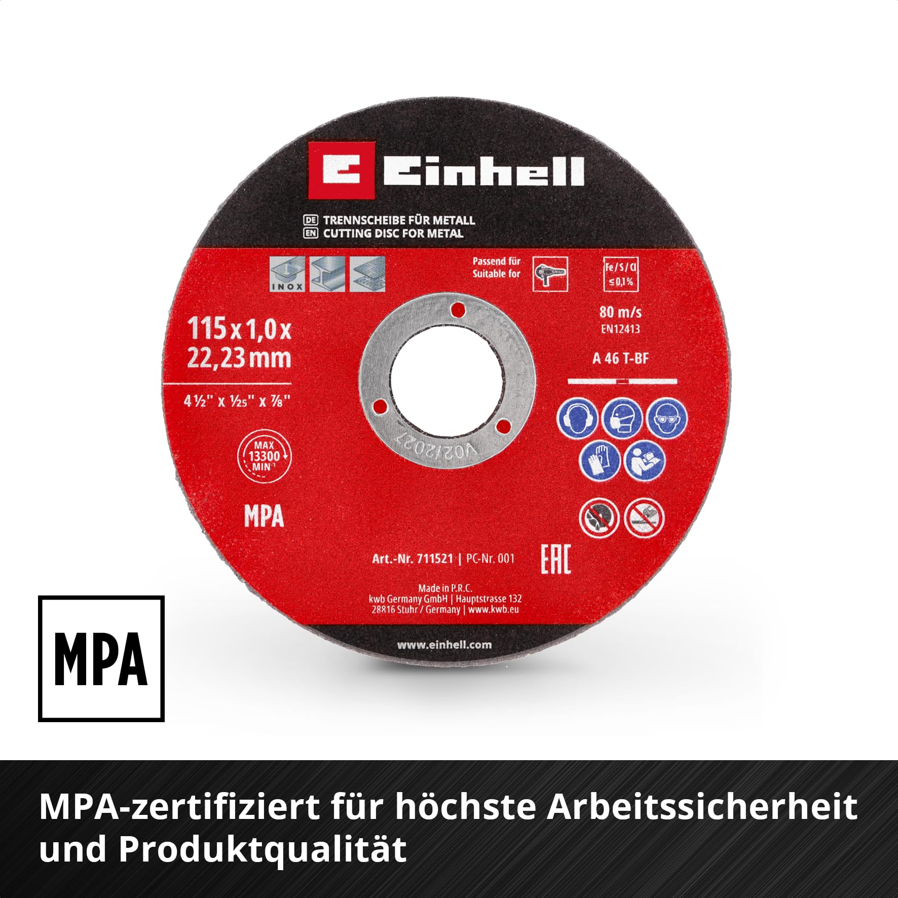 original-einhell-5-tlg-d-nntrennscheiben-set-f-r-metall-115-mm-1-mm-stark-mpa-ze image 4
