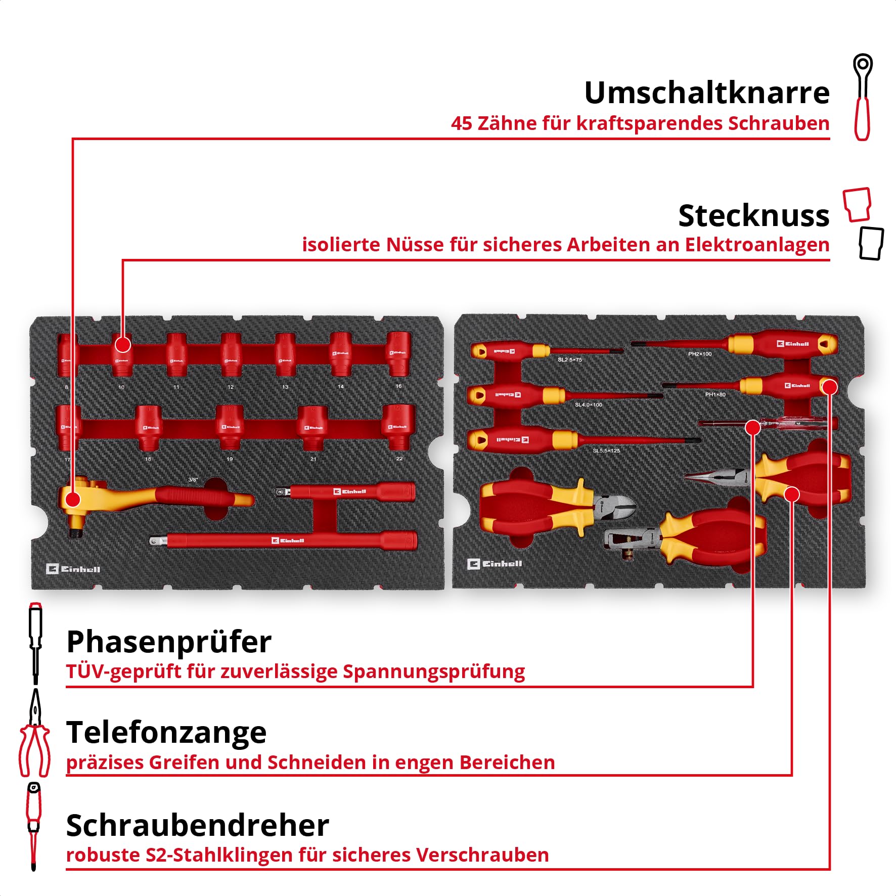 einhell-e-case-24-teiliger-vde-elektriker-werkzeugkoffer-iec-60900-gepr-fte-isol image 5