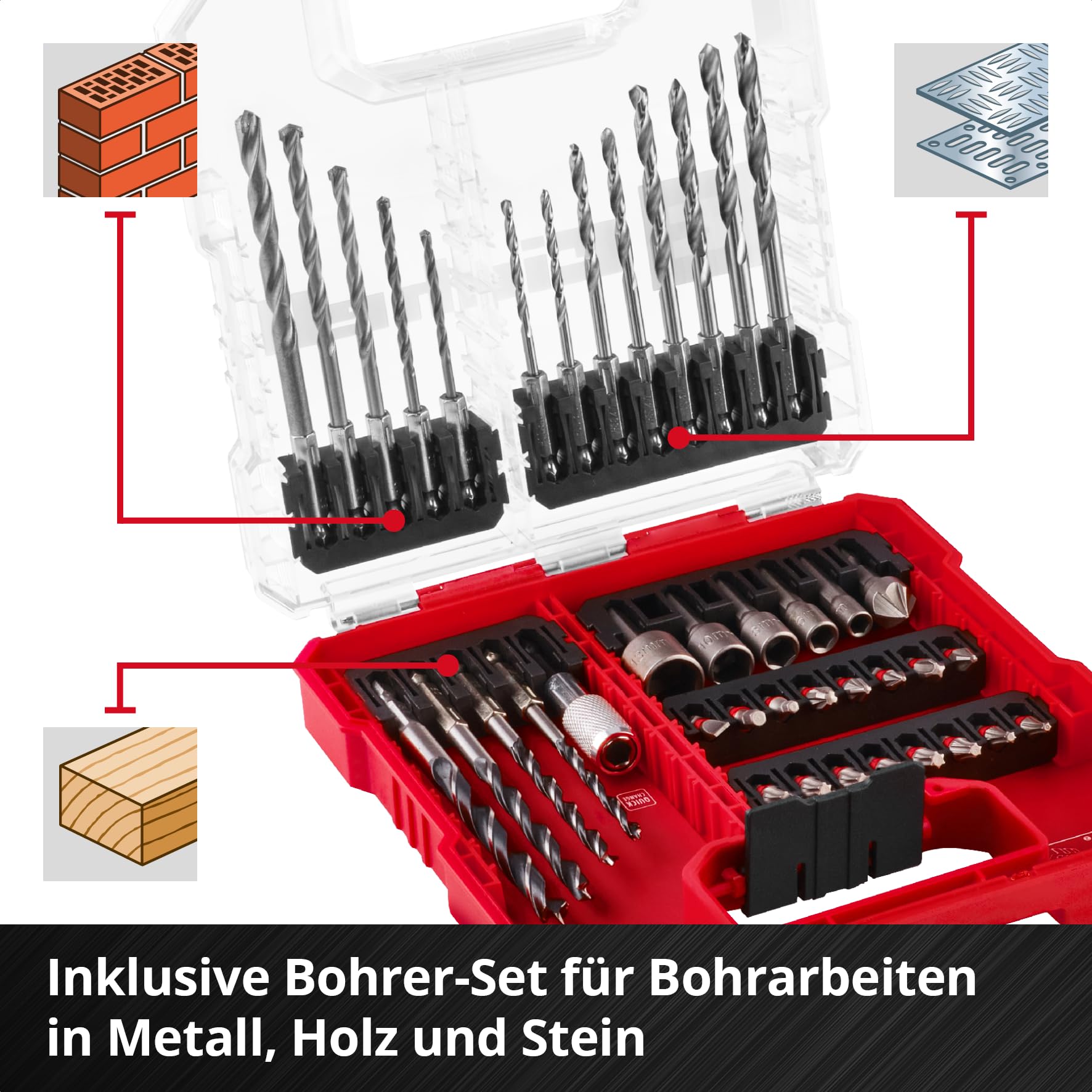 einhell-l-case-40-teiliges-bit-und-bohrer-set-25-mm-s2-stahl-bits-hss-metall-hol image 6
