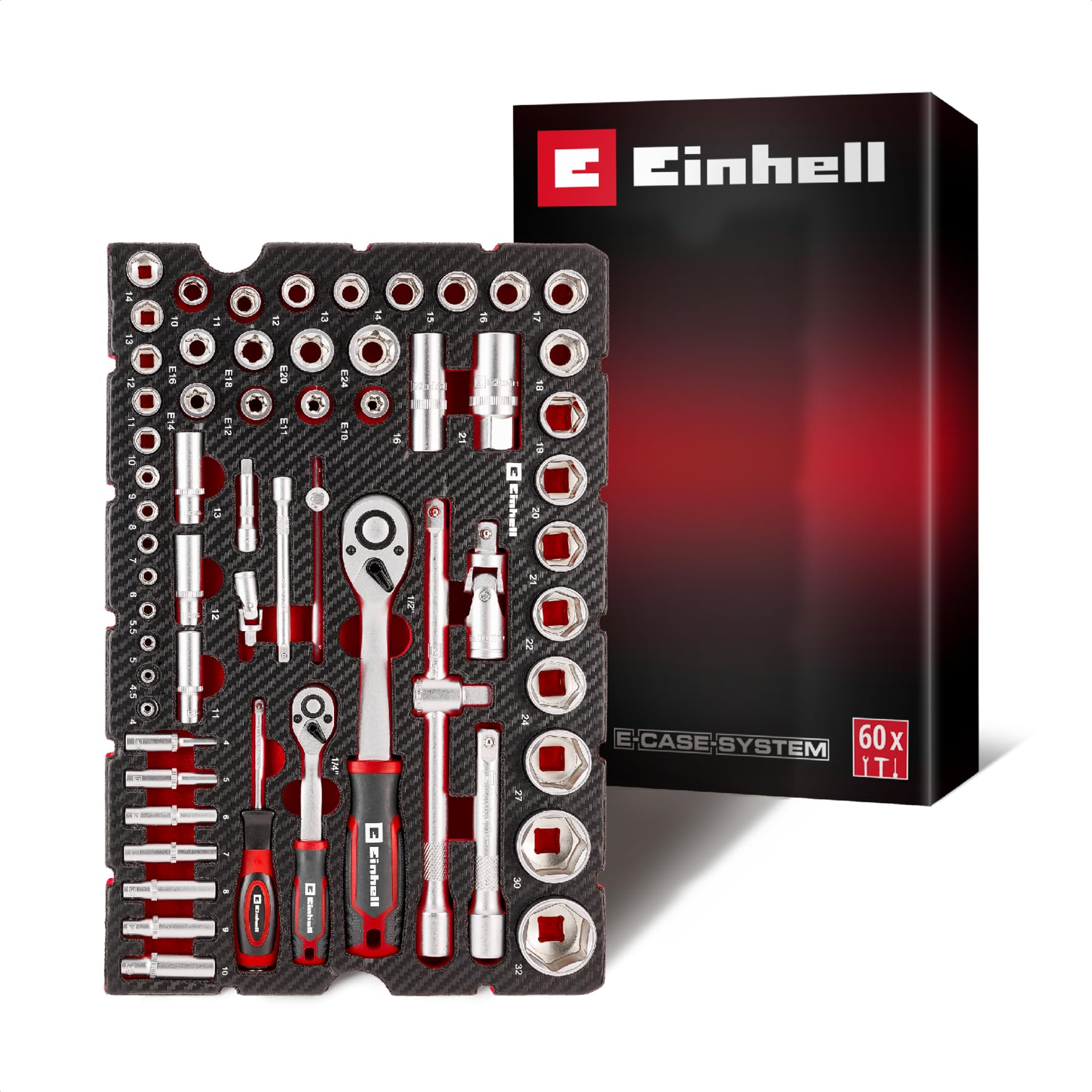 einhell-pad-steckn-sse-und-ratschen-60-tlg-e-case-system-umschaltknarren-72-z-hn image 1