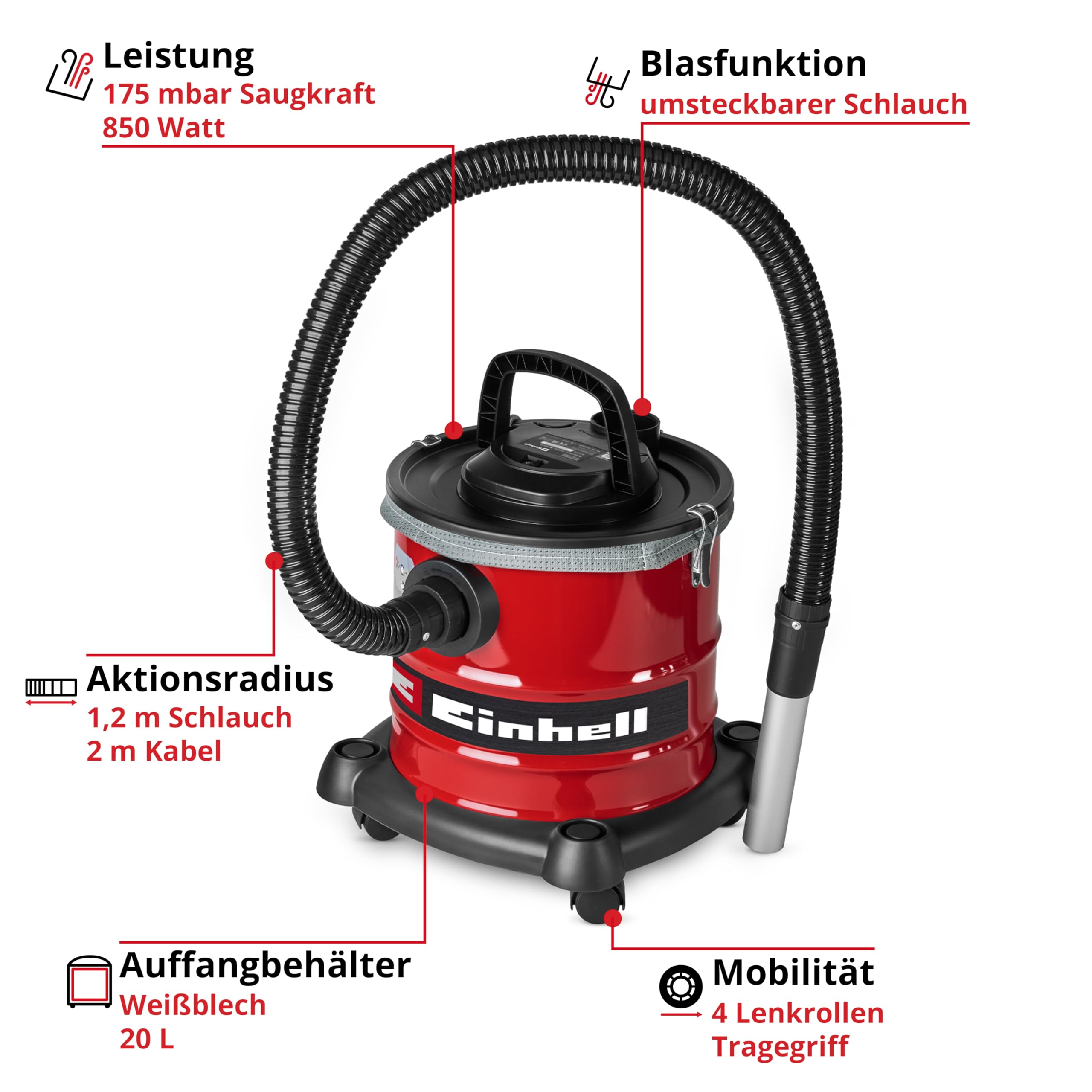 einhell-tc-av-2032-dw-aschesauger-850-w-175-mbar-saugleistung-20-l-auffangbeh-lt image 2