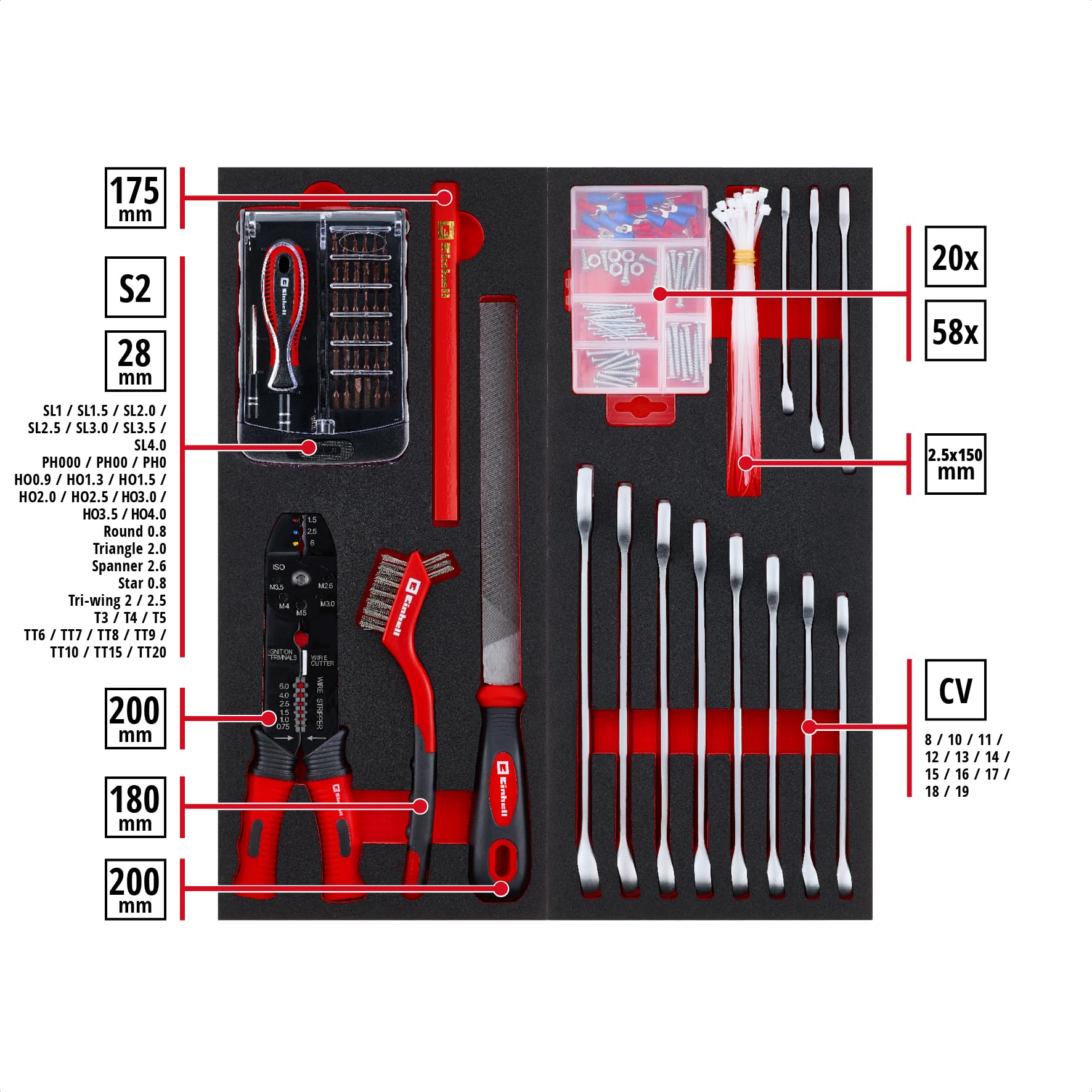 einhell-6-pads-werkzeugset-f-r-werkstattwagen-299-teile-inkl-pr-zisionsbits-zang image 5