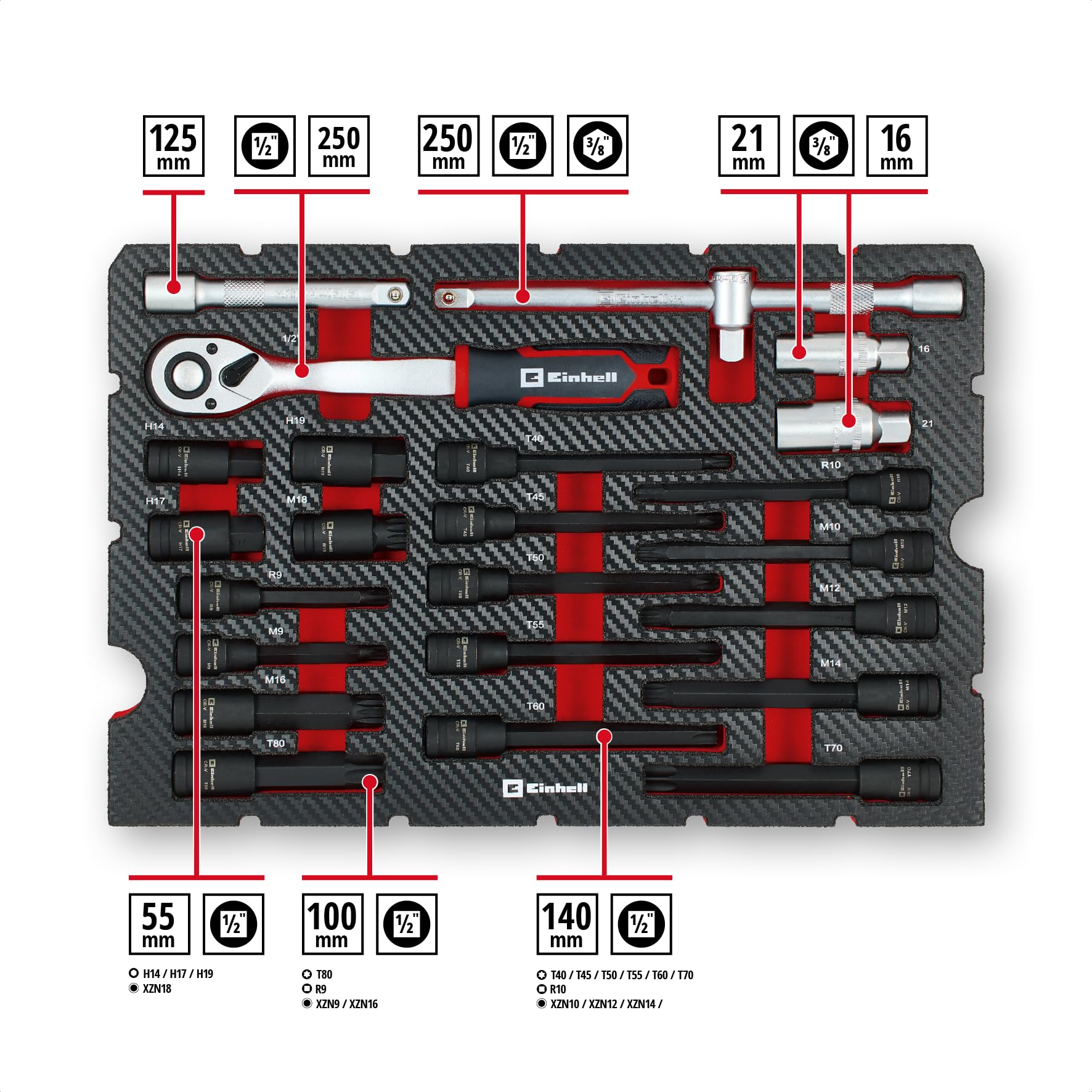 original-einhell-e-case-121-tlg-werkzeugkoffer-kfz-steckn-sse-impact-bits-z-ndke image 3