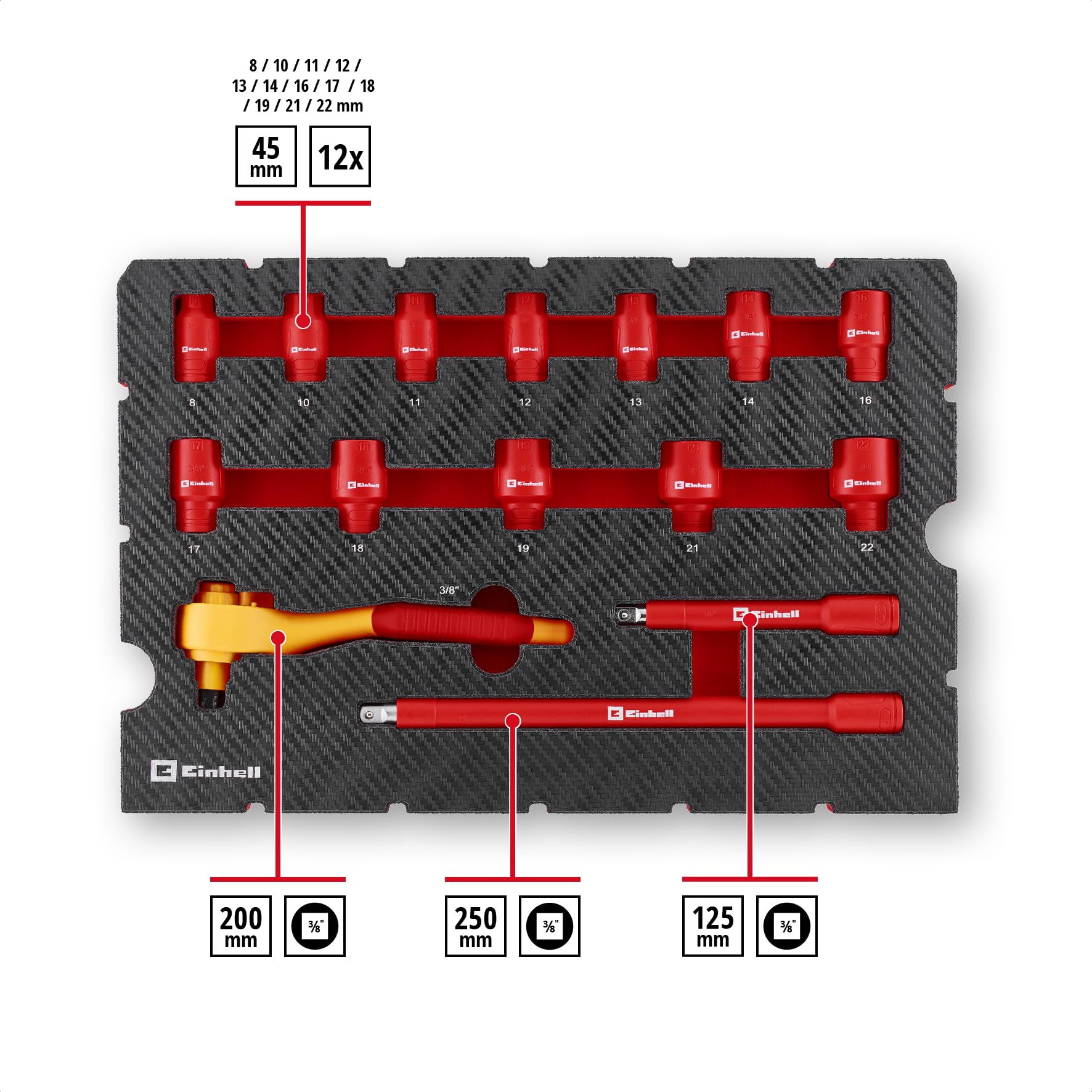 einhell-e-case-24-teiliger-vde-elektriker-werkzeugkoffer-iec-60900-gepr-fte-isol image 2