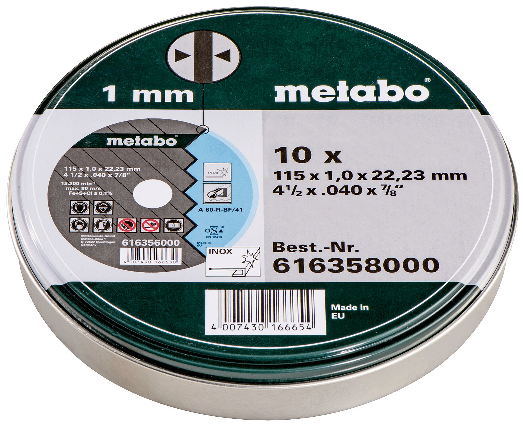 metabo-trennscheiben-sp-115-x-1-0-x-22-23-inox-tf-41-616358000-10-st-ck-d-nne-1- image 1