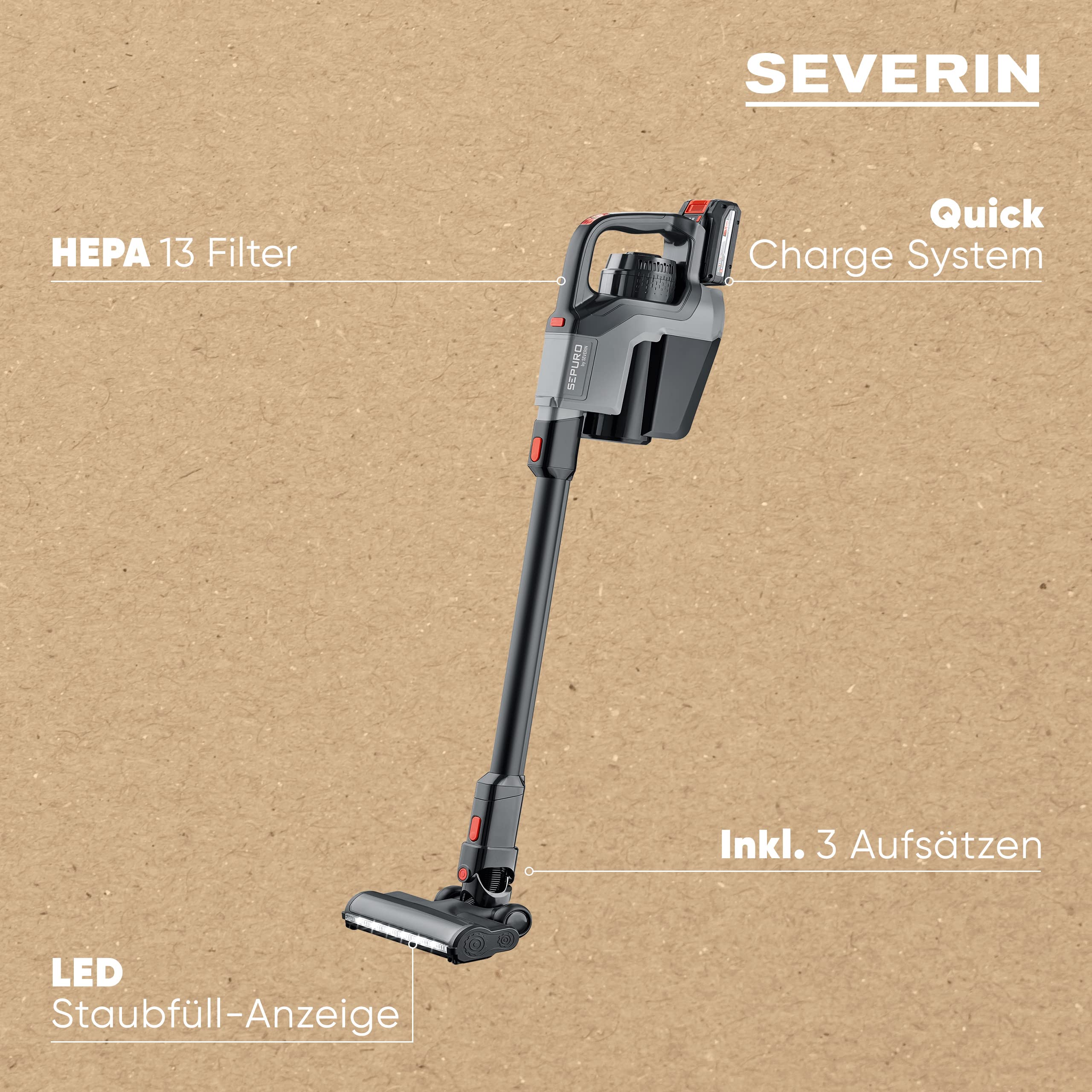 severin-sepuro-hv-7185-akku-stiel-und-handstaubsauger-mit-beutel-20-kpa-hepa13-e image 4