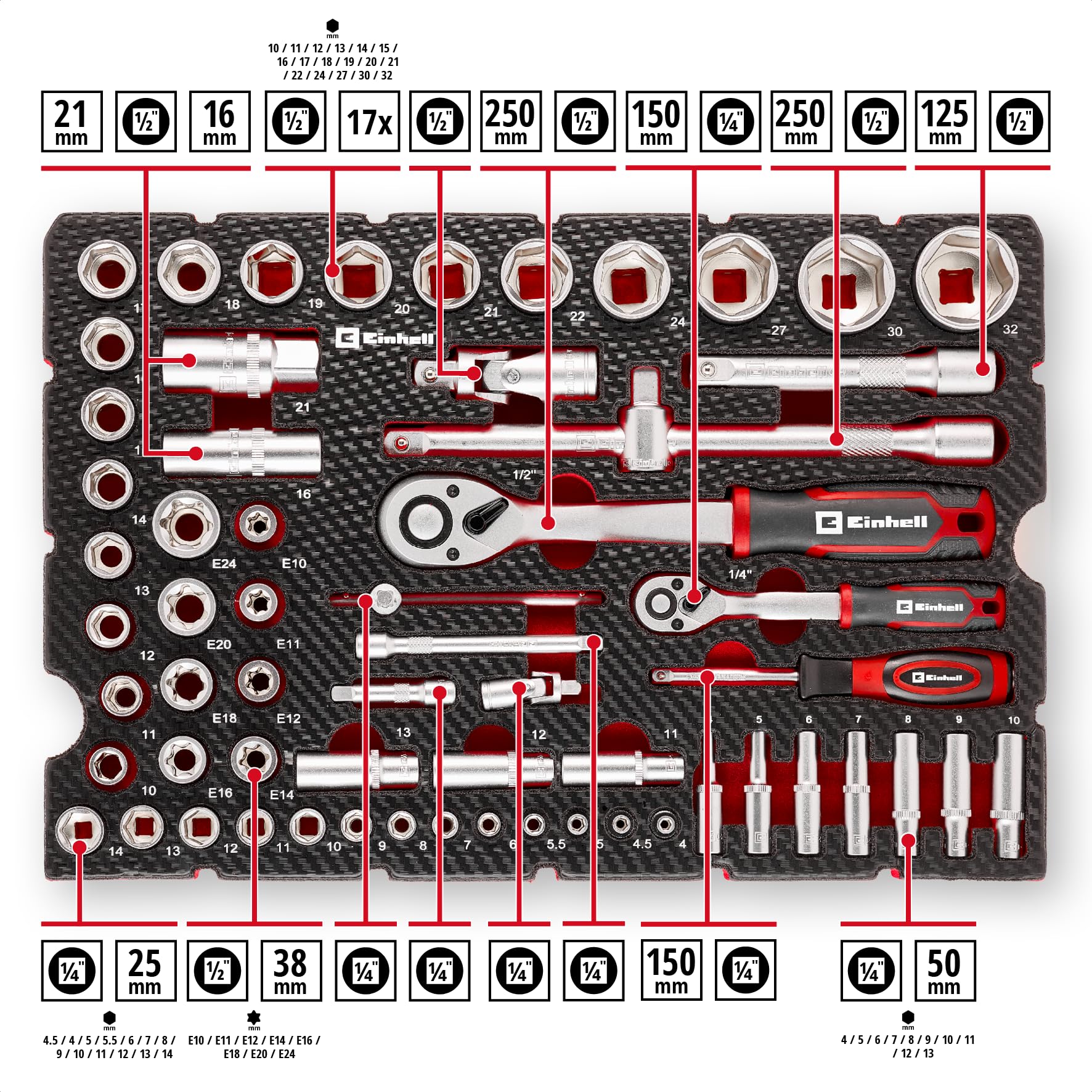 einhell-pad-steckn-sse-und-ratschen-60-tlg-e-case-system-umschaltknarren-72-z-hn image 3