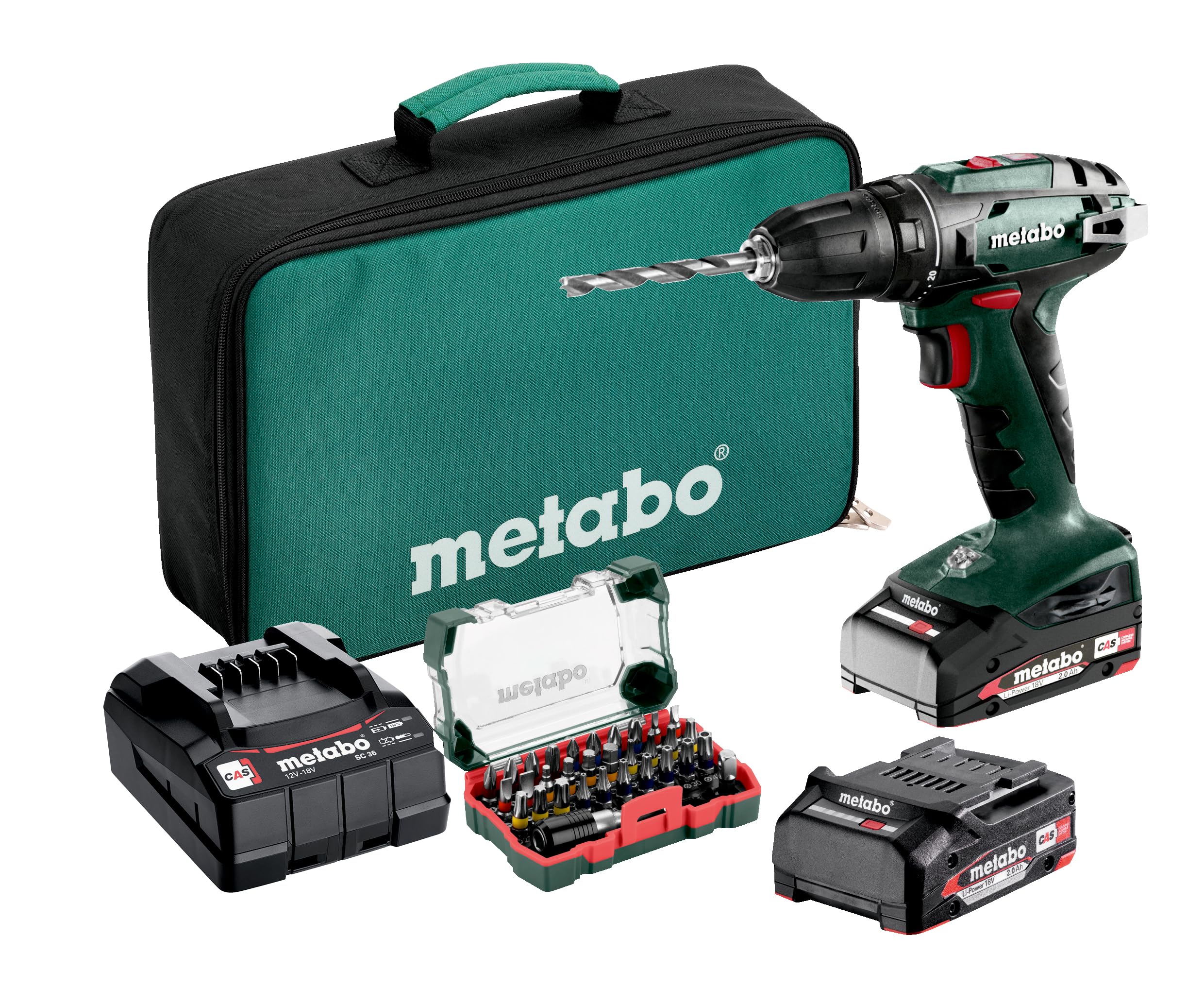 metabo-akku-bohrschrauber-bs-18-18v-bohrmaschine-komplettset-mit-2x-2-0-ah-akku- image 1