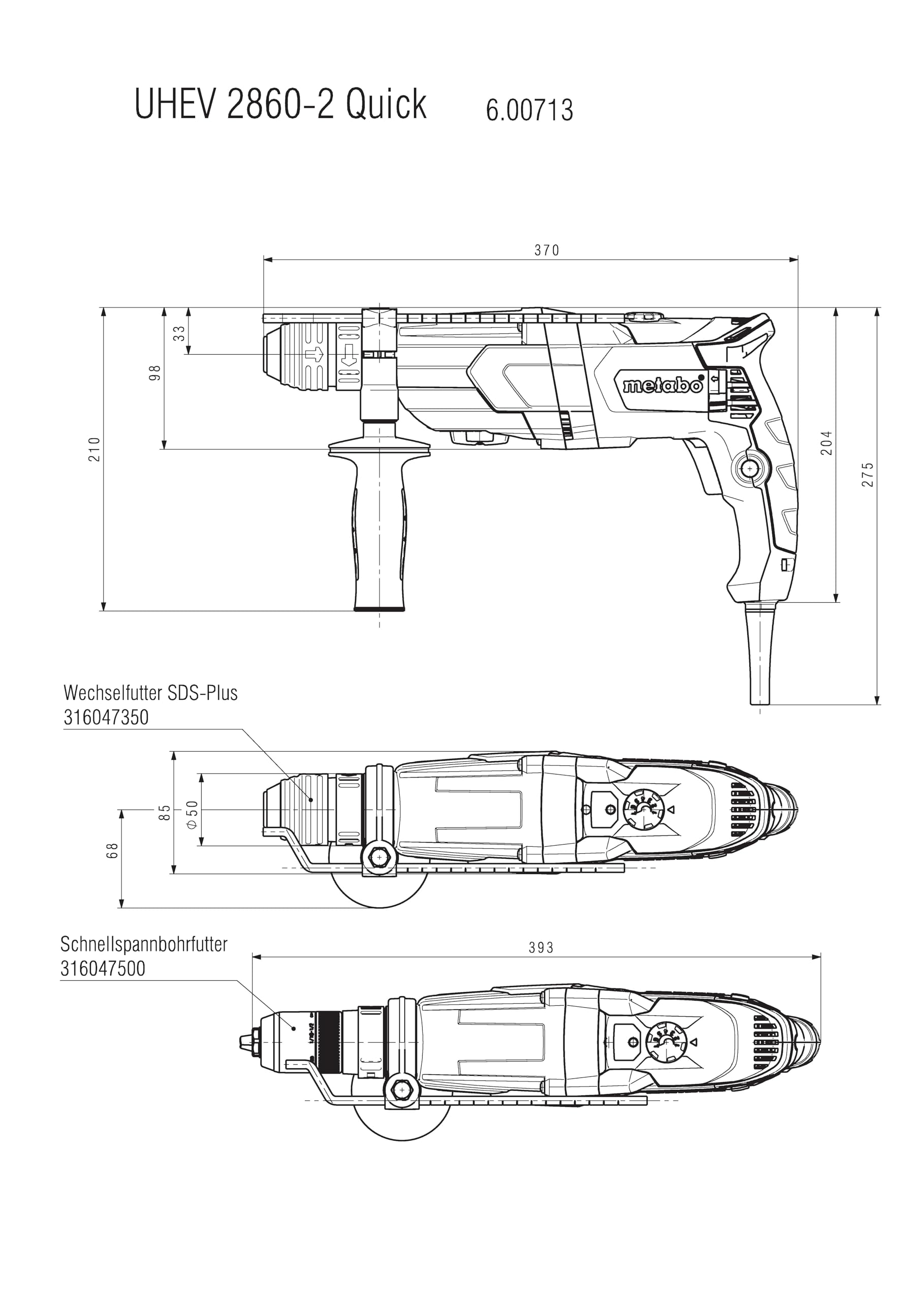 metabo-multihammer-uhev-2860-2-quick-schlagbohrhammer-mei-elhammer-sds-plus-2-ga image 2