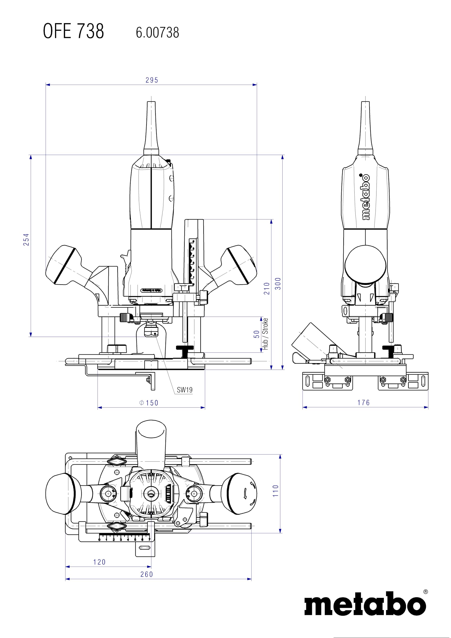 metabo-ofe-738-oberfr-se-710-w-mit-marathon-motor-2-s-ulen-pr-zisionsf-hrung-geh image 2