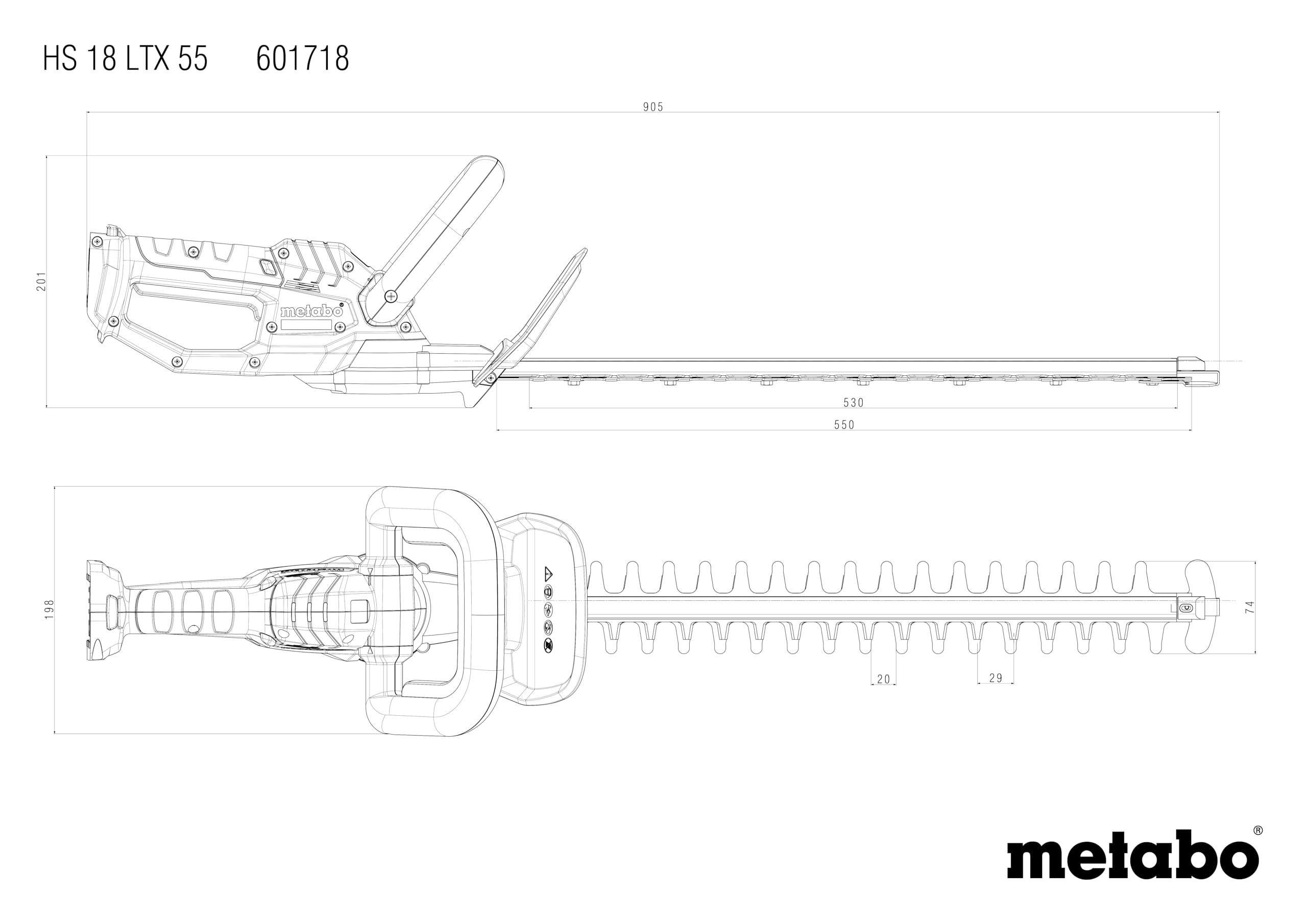 metabo-akku-heckenschere-hs-18-ltx-55-601718500-18-v-55-cm-messerl-nge-leicht-le image 2