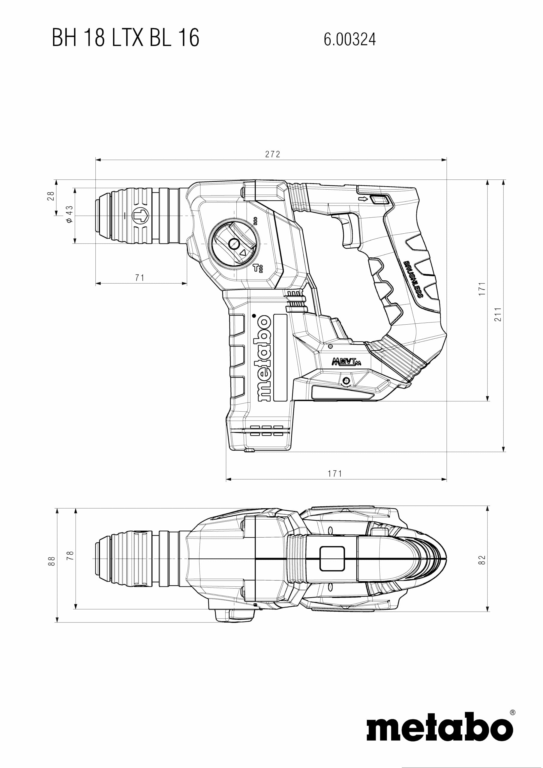 metabo-akku-bohrhammer-bh-18-ltx-bl-16-brushless-sds-plus-bohrhammer-f-r-beton-s image 2