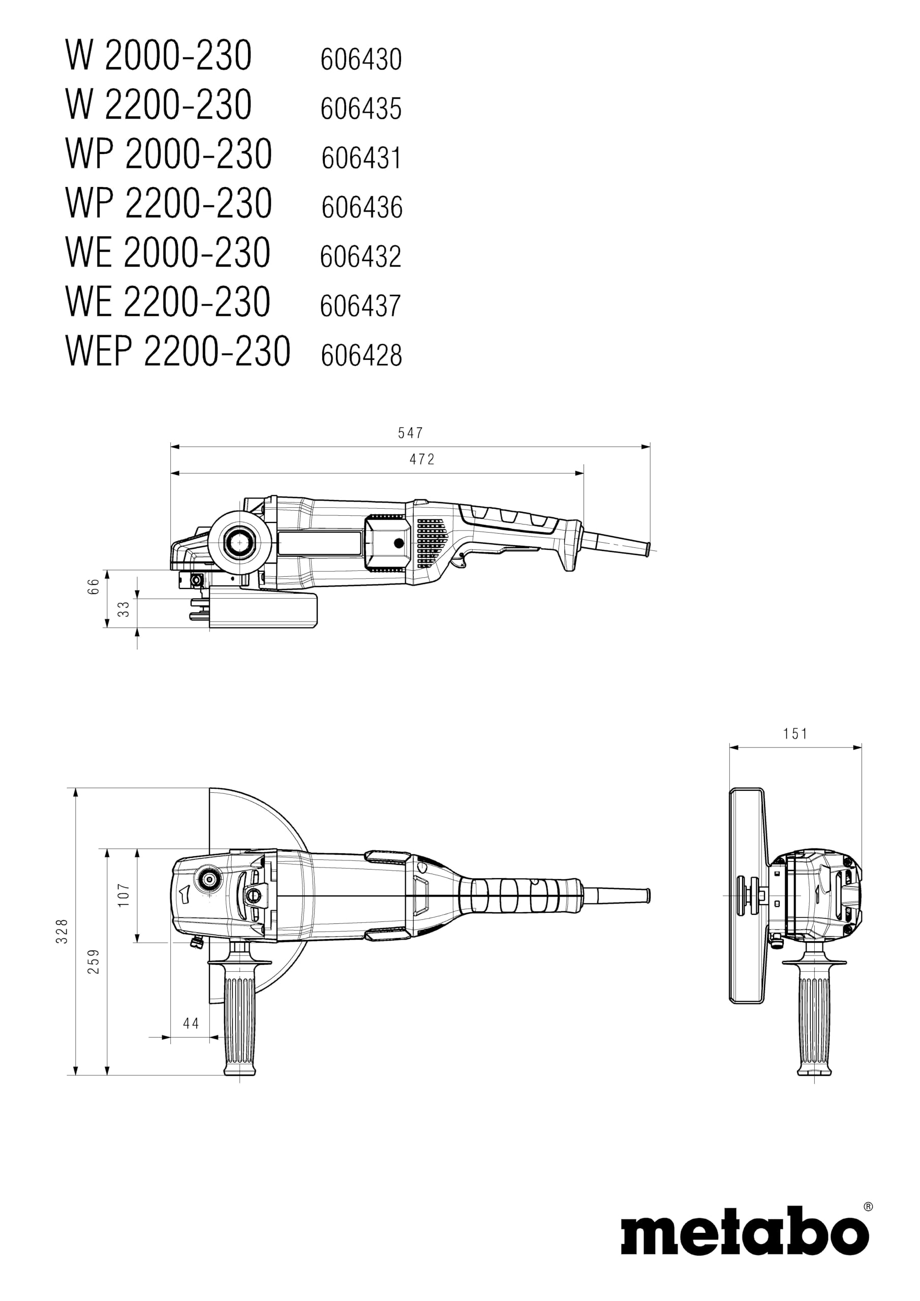 metabo-winkelschleifer-we-2200-230-2200-w-flex-mit-230-mm-trennscheibe-sanftanla image 2
